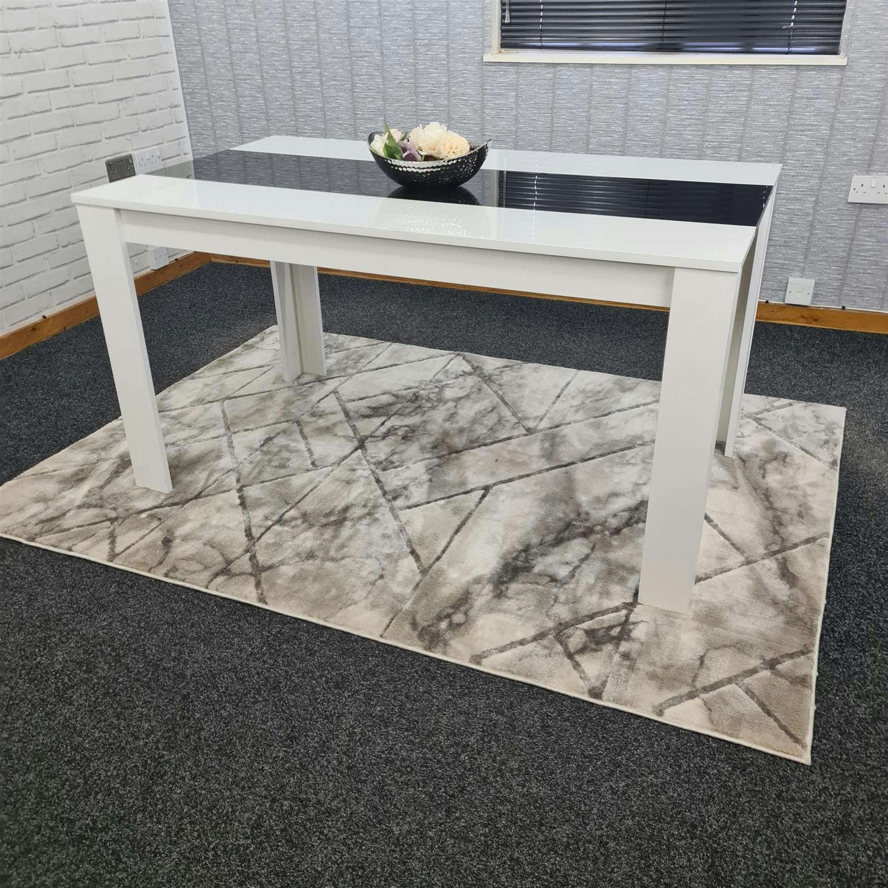 Portland Dining Table - 6 Seater - White/Black - MDF - Image 2