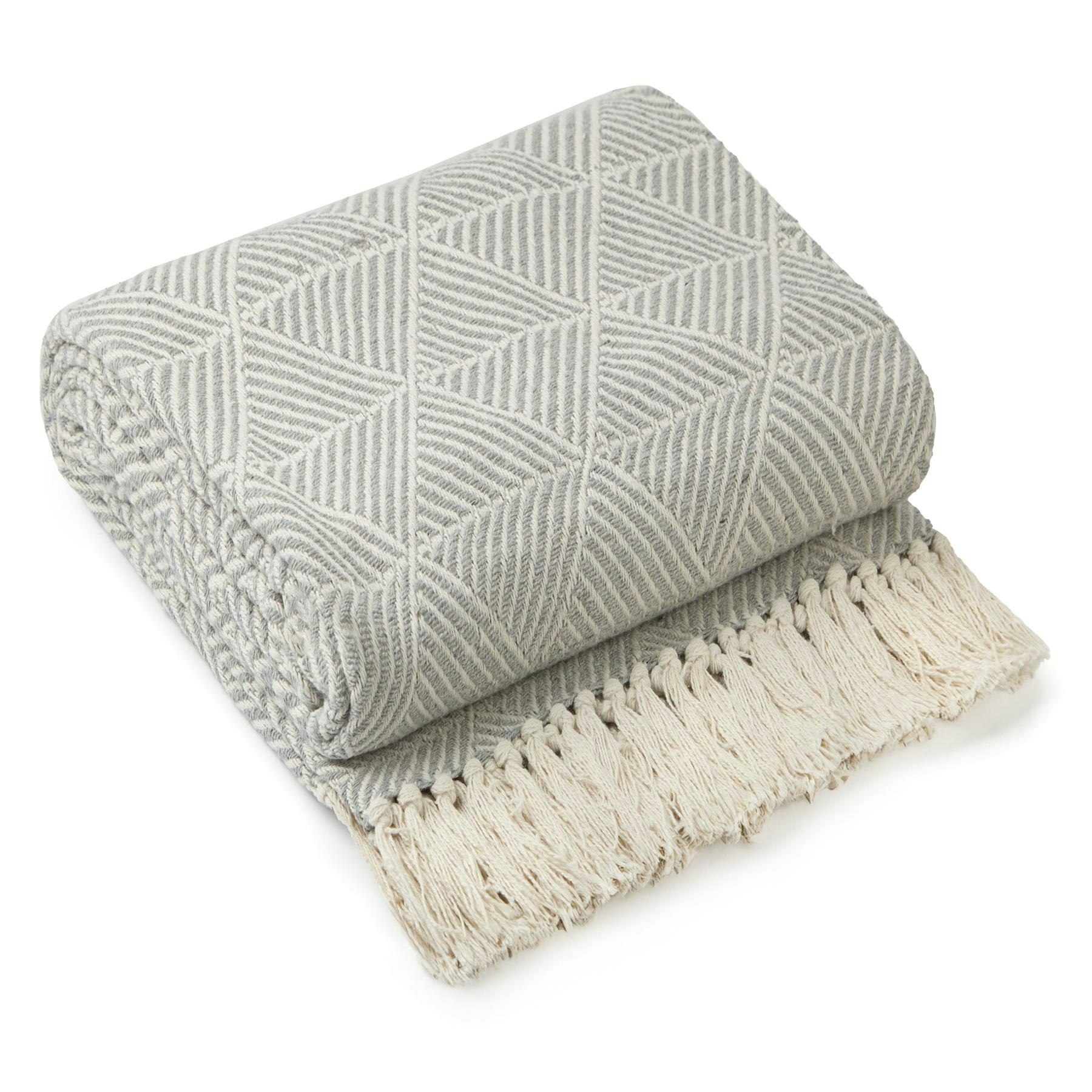 Emma Barclay Silver Zahra Blanket/Throw - 178X254cm