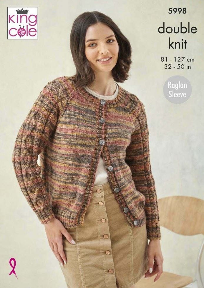 King Cole Women's Homespun Prism Dk Knitting Pattern 5998, Sweaters, Cardigans For 32 - 50 Inches