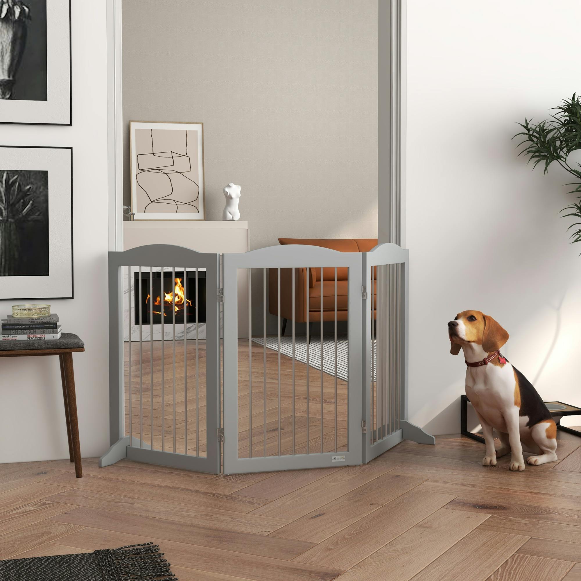 B&Q - Foldable Dog GateFreestanding Pet Gate With Two Support FeetGrey - Image 3