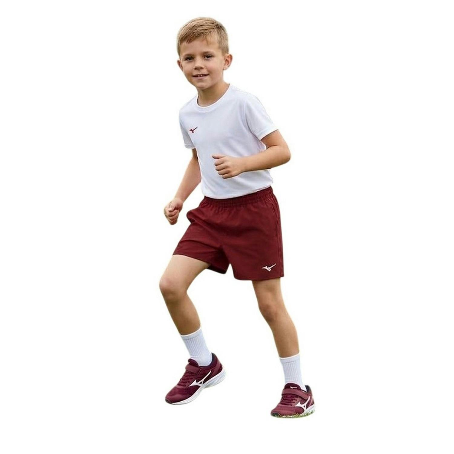 Mizuno Burgundy Kids Authentic Logo Shorts - 14 Years - 95% Polyester/5% Elastane