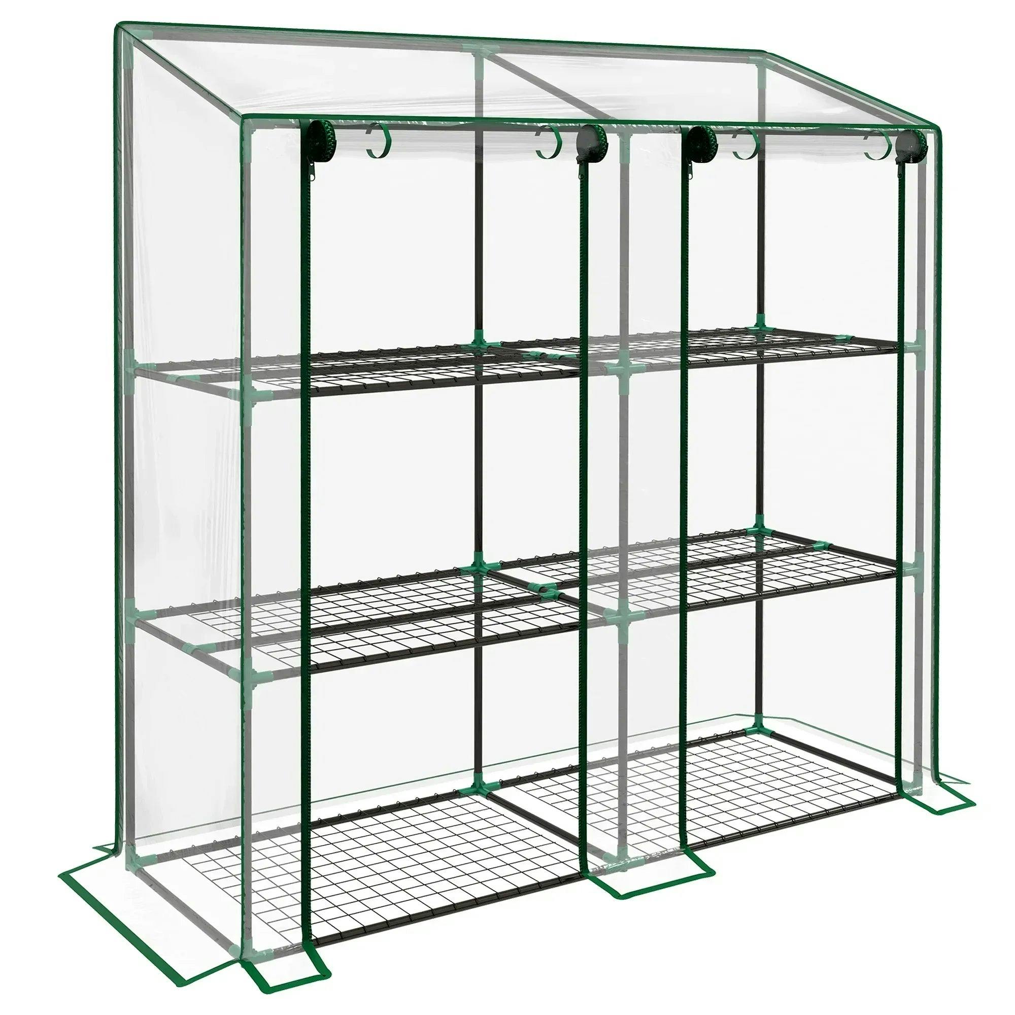 Outsunny Unisex Clear 3 Tier Mini Greenhouse Portable Green House With Roll-Up Doors, 151H X 143Wcm In - Image 5