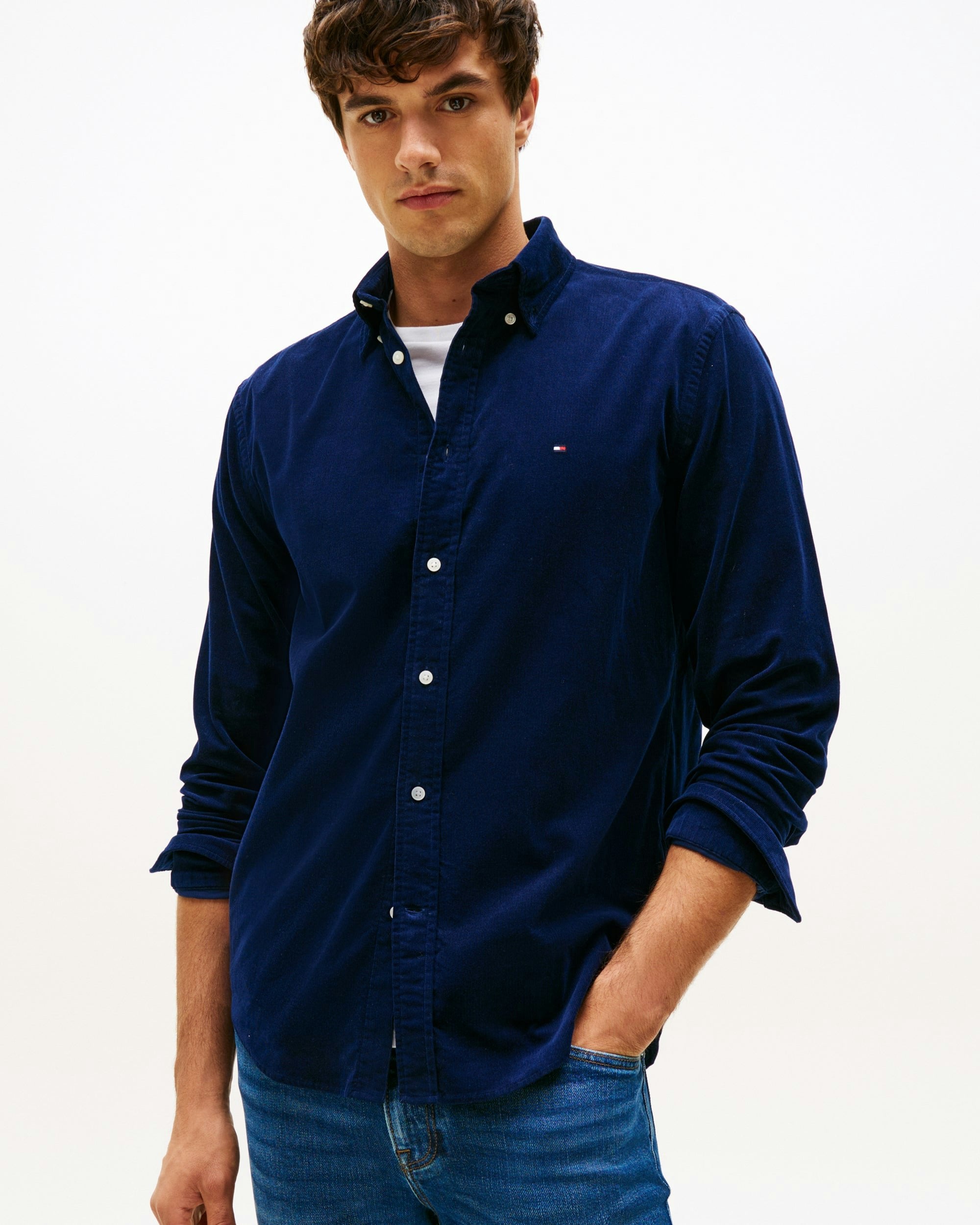 Tommy Hilfiger Men's Navy Regular Fit Fine Corduroy Shirt - Imperial - M - Image 3