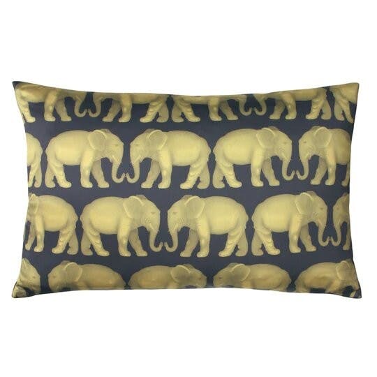 Paoletti Parade Elephant Cushion Cover - Navy - One Size - Navy - 100% Polyester