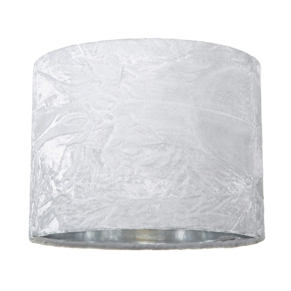 Happy Homewares White/Silver Modern Crushed Velvet 8" Table/Pendant Lampshade With Shiny Inner