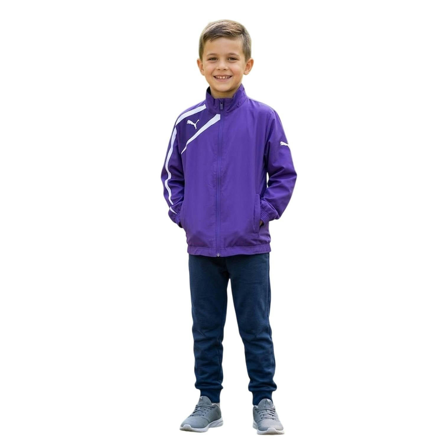 Puma Boys Purple Team Logo Woven Jacket - 16 Years - 100% Polyester