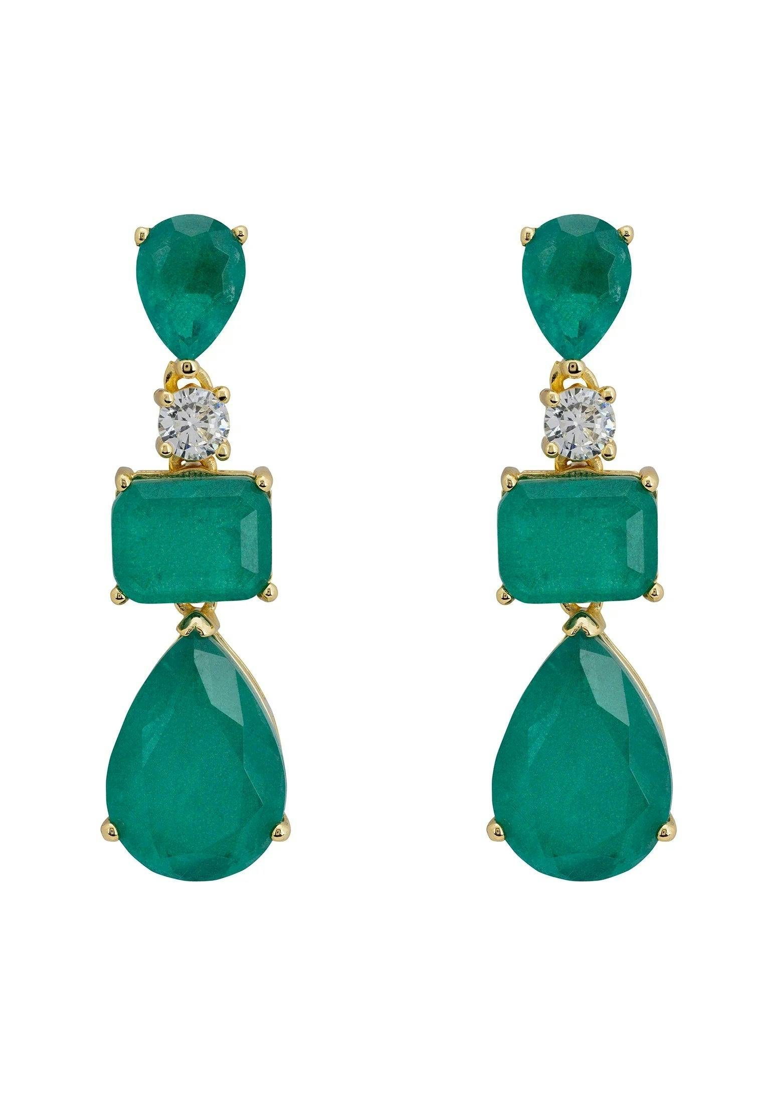 Latelita Gold Valentina Drop Earrings Colombian Emerald