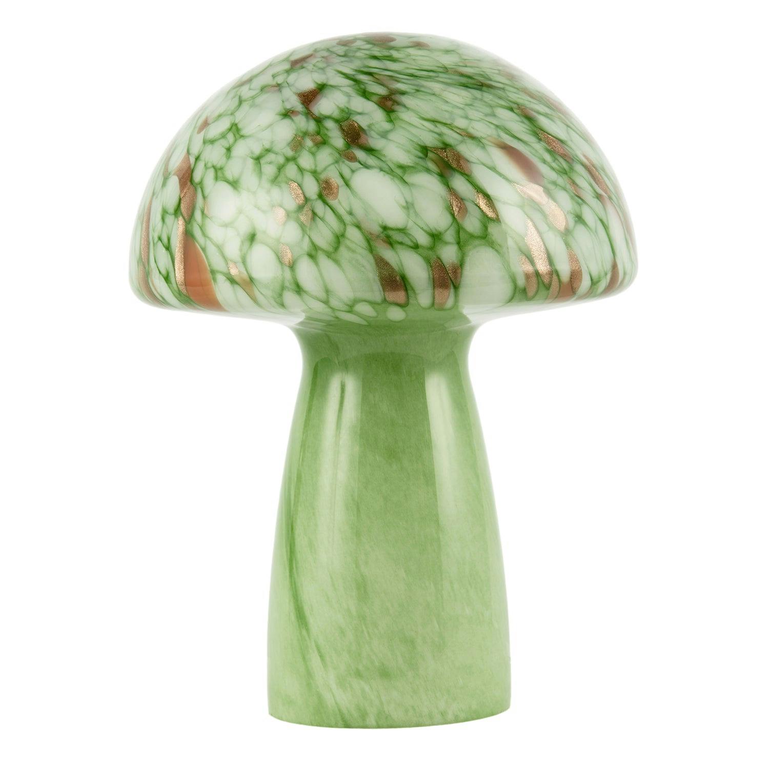 Rackhams Green Retro Italian Designed Glass Mushroom Lamp With Copper Flecks