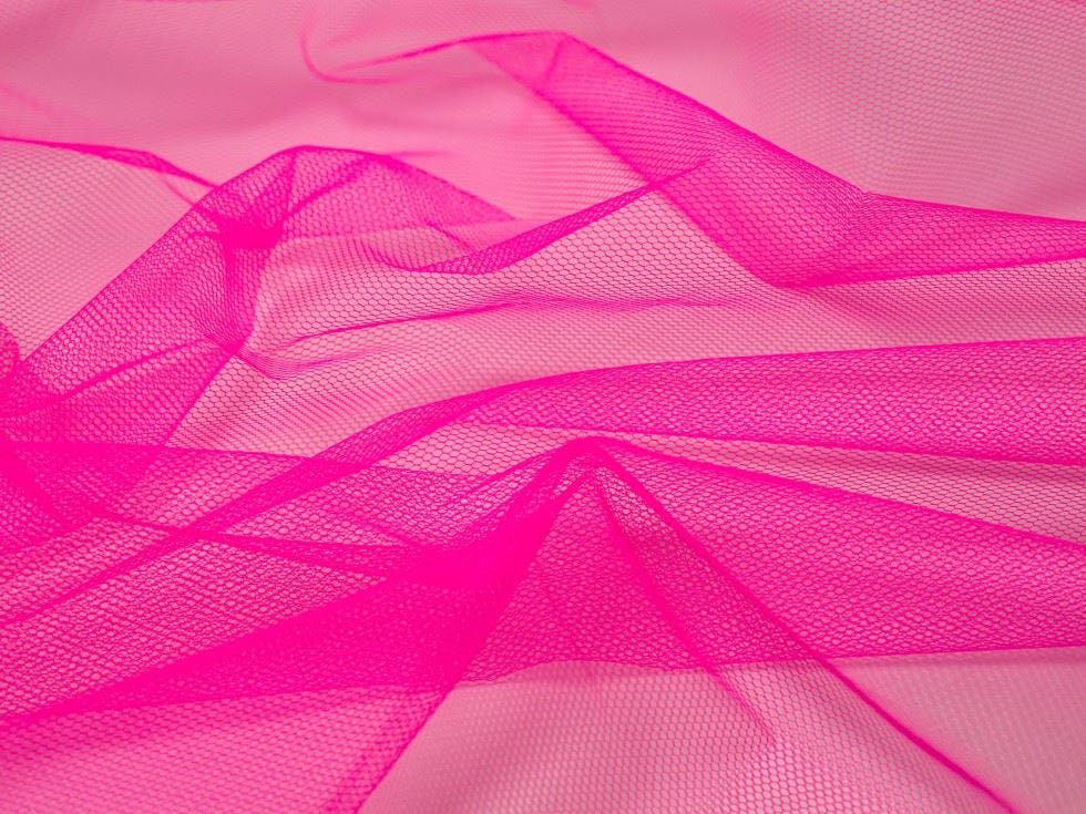 Minerva Core Range Minerva Dress Net Fabric - Plain Design Dressmaking Fabric, 135 Cm / 54" Wide - Per Metre - Flo Cerise