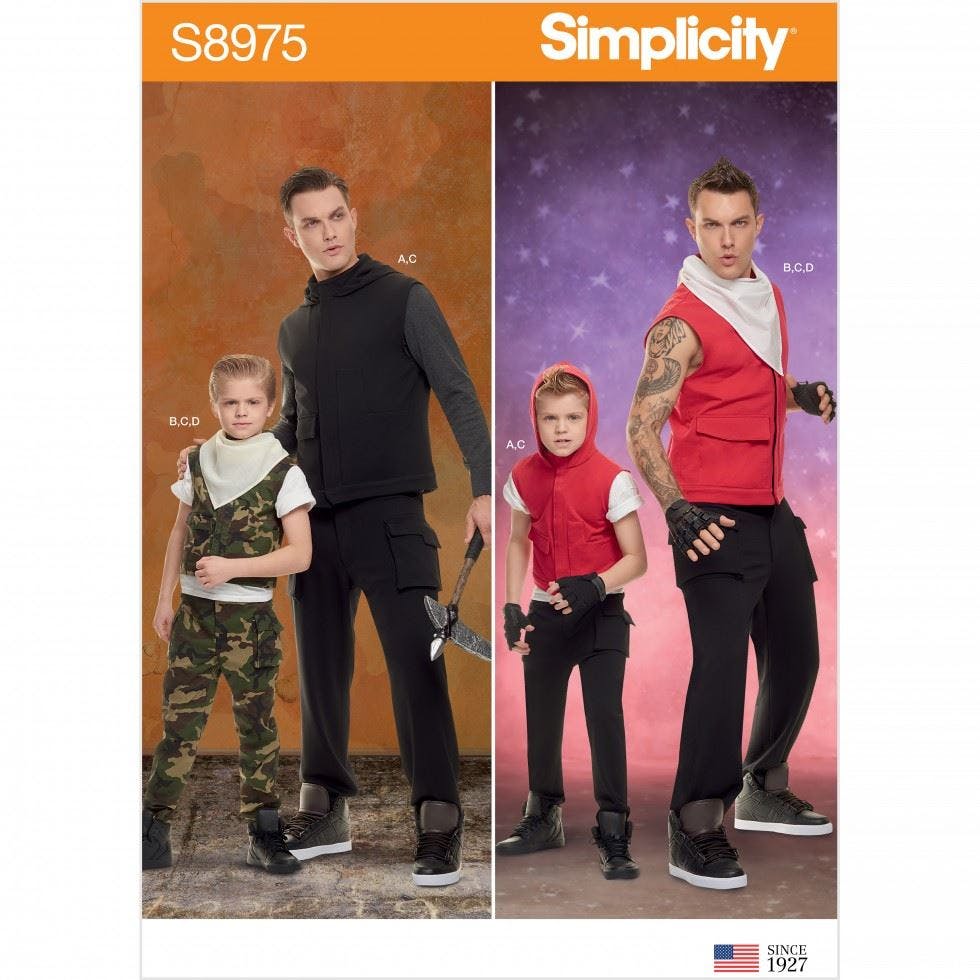 Simplicity Boys Sewing Pattern 8975, Costumes For Kids, Men, A (S - L / Xs - Xl) - Intermediate - A (S - L / Xs - Xl)