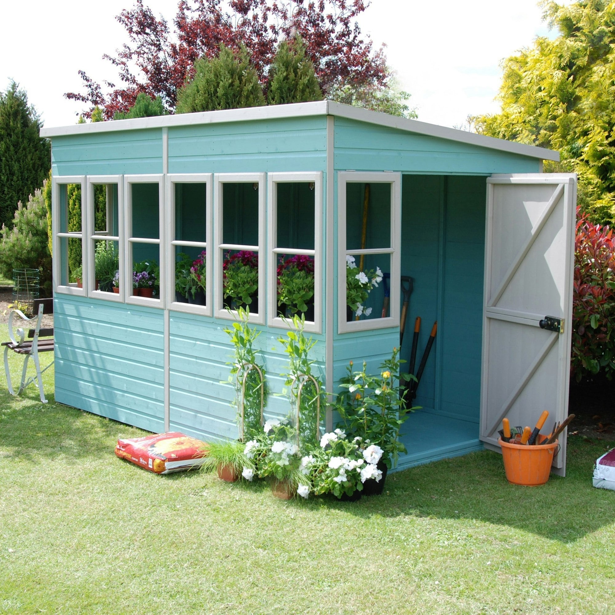 Rackhams Light 10X6 Sun Pent Potting Shed