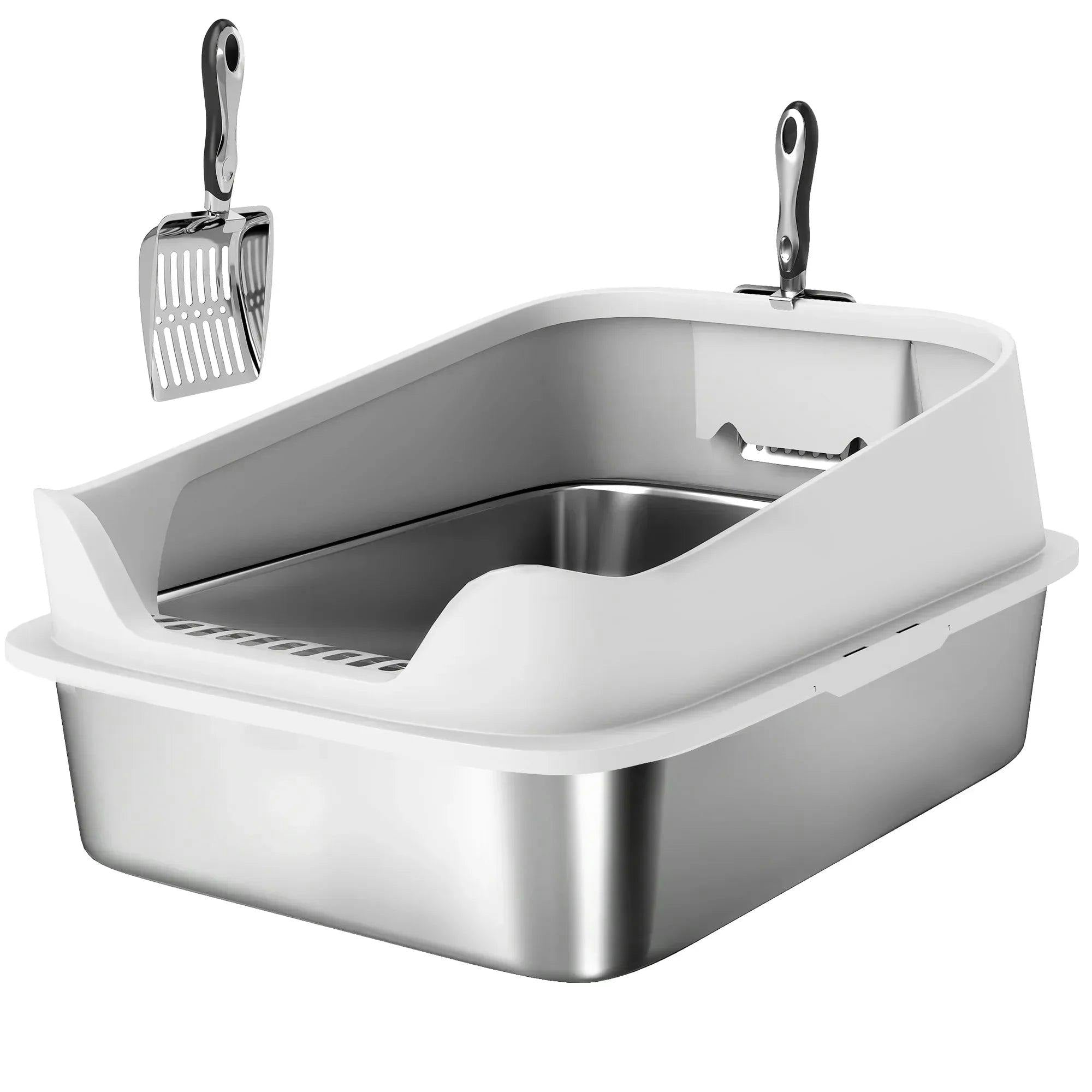 Pawhut Xl Stainless Steel Cat Litter Box With High Sides, 60 X 40 X 30 Cm - Image 5