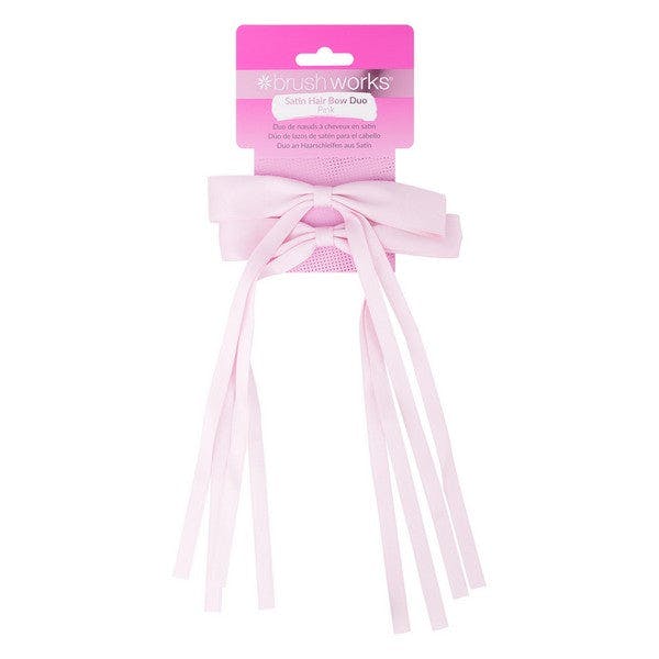 Brushworks Pink Satin Hair Bow Duo – - Image 2
