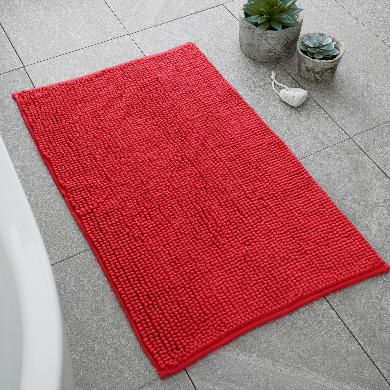Catherine Lansfield Red Bobble Bath Mat - Bath Mat 50 X 80 Cm