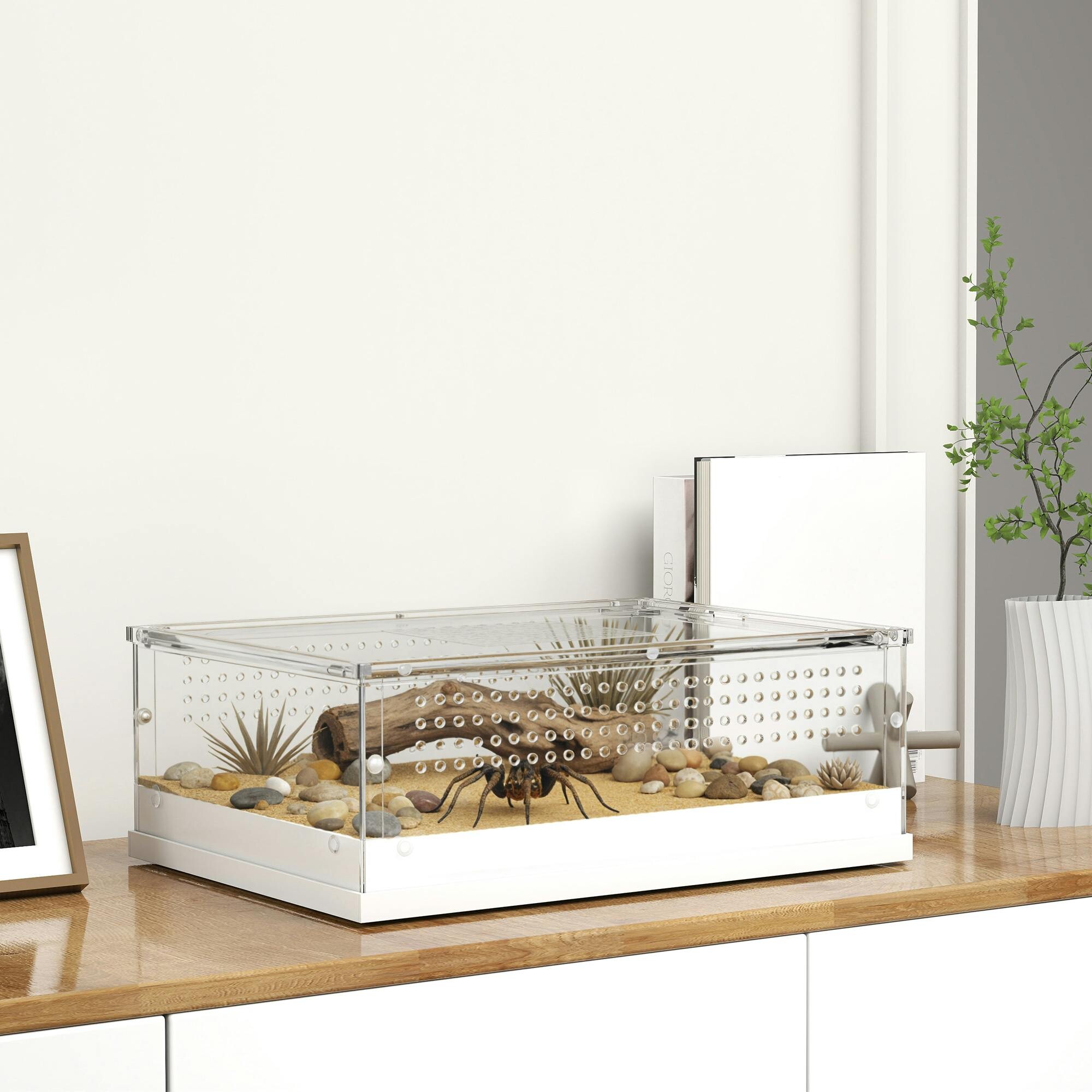 Pawhut Reptile Terrarium, Vivarium Acrylic For Snake, Gecko, 40 X 30 X 15 Cm - 40L X 30W X 15.2H Cm