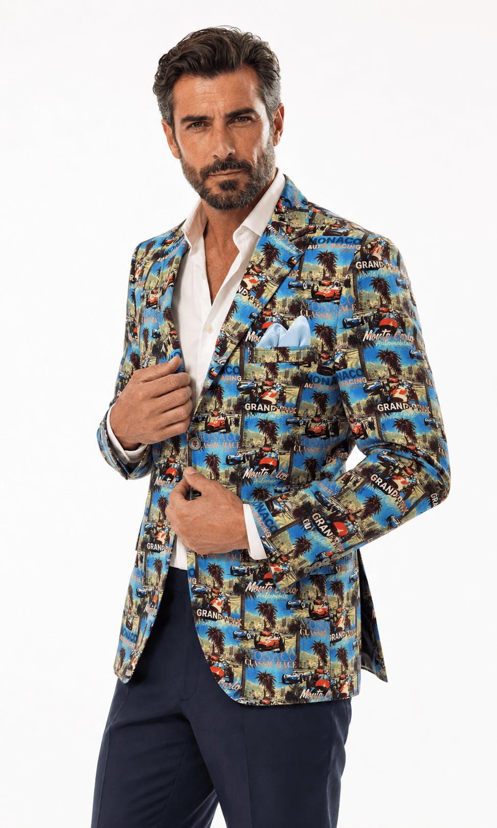 Claudio Lugli Men's Multicolour Monaco Grand Prix Print Blazer - Image 3