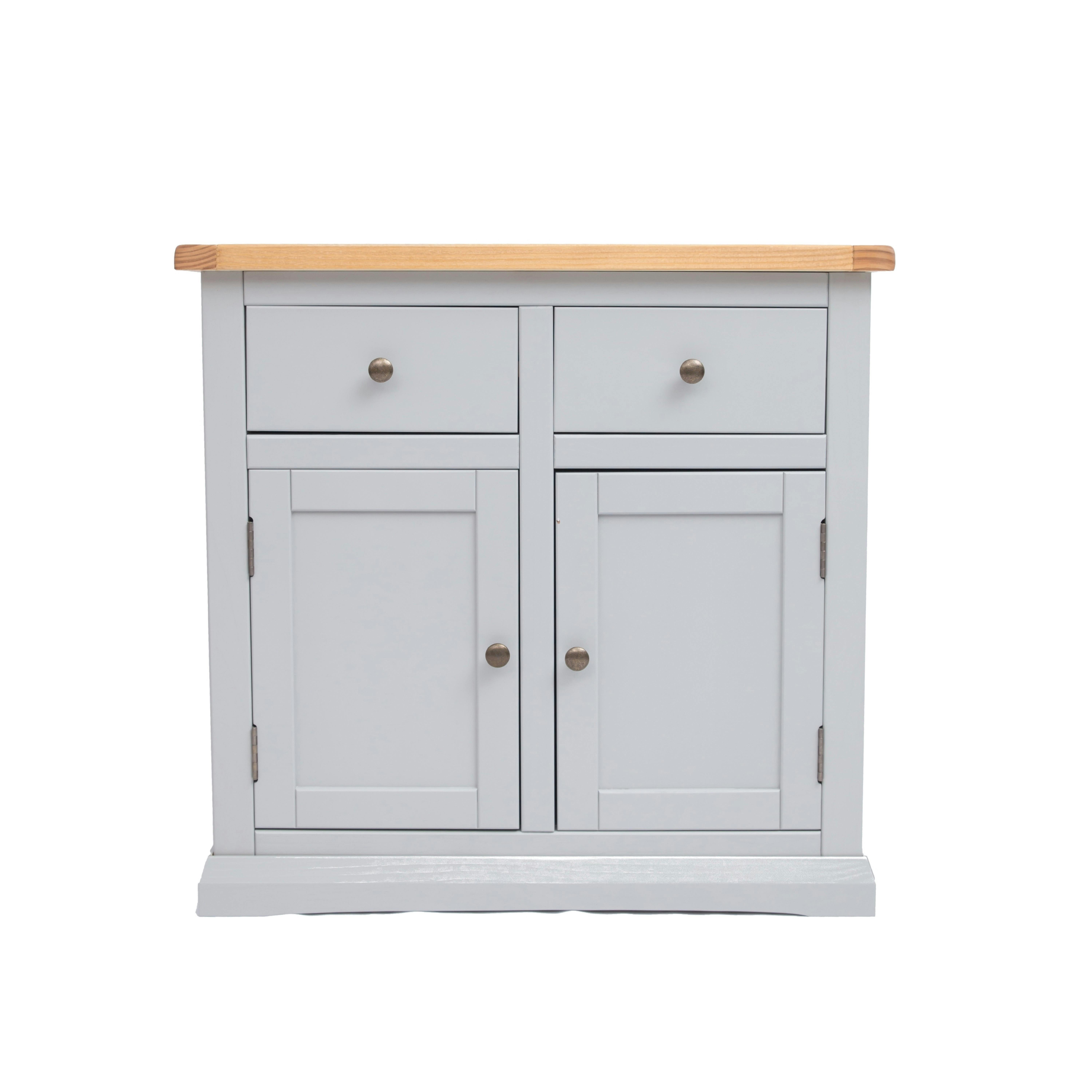 Rackhams Light/Grey Loreo 2 Drawer 2 Door Sideboard Brass Knob