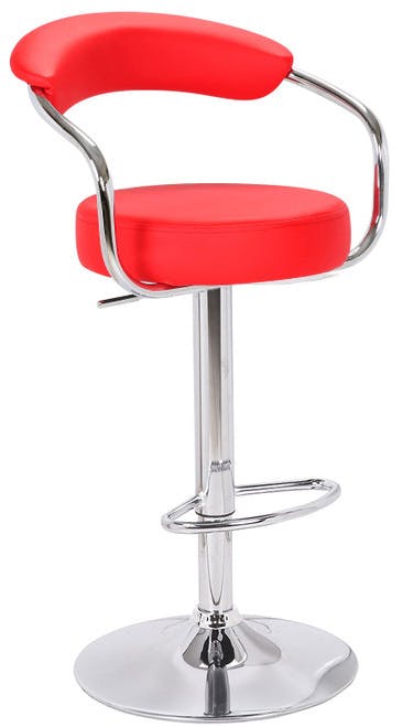 Lamboro Red Zenith Kitchen Bar Stool, Chrome Footrest, Height Adjustable Swivel Gas Lift, Home Bar & Breakfast Barstool, Faux-Leather,
