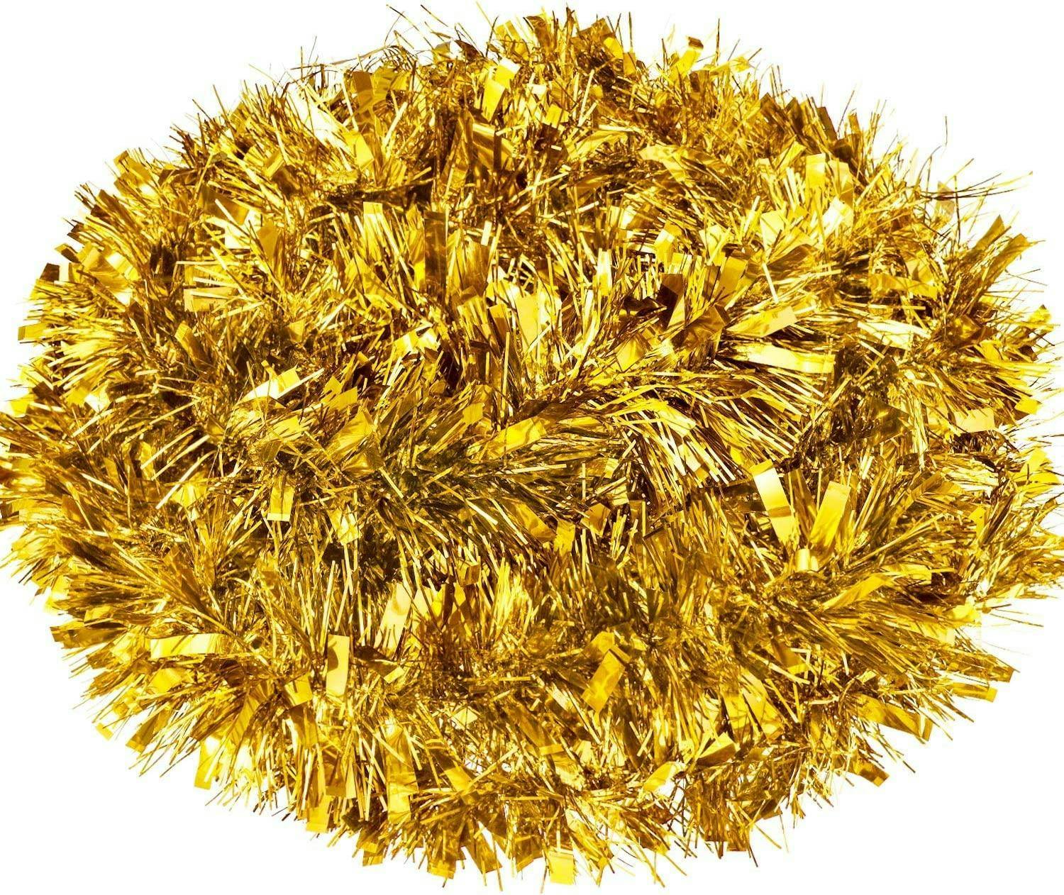 Rackhams Gold Christmas Tinsel Range - 2M Thick Shiny Trim And Pack Sizes For Home Decorating - Christmas Tinsel - 2M