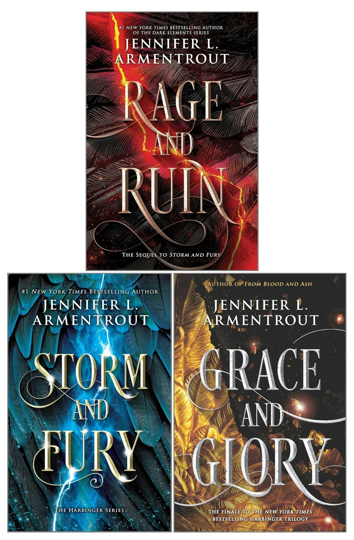 Canary Street Press The Harbinger 3 Books Set By Jennifer L. Armentrout Storm And Fury, Rage And Ruin, Grace And Glory