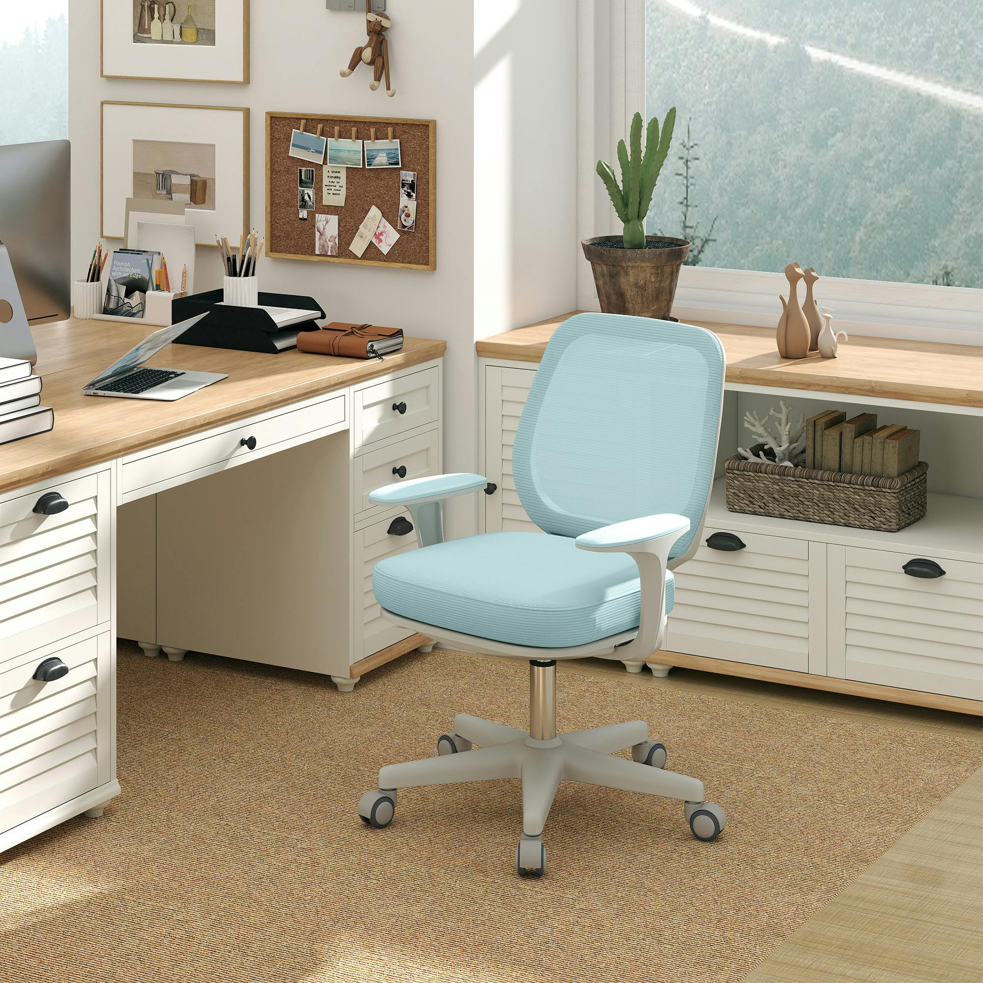 Rackhams Light/Green Office Chair, 360 Degree Swivel Desk Chair With Wheels,