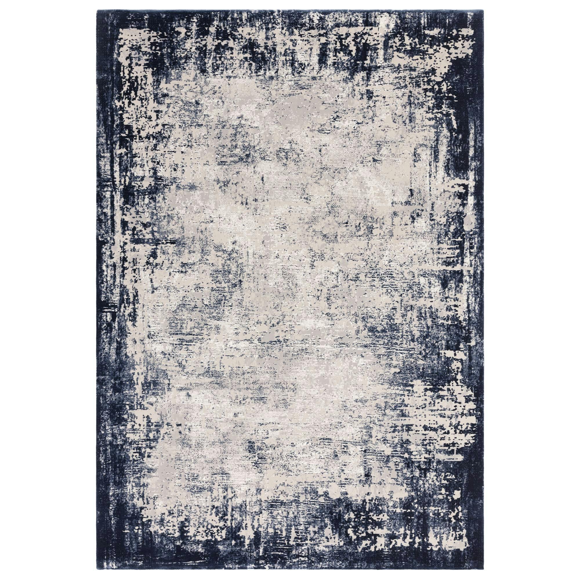 Rackhams White Kuza Border Navy Rug - 200X290cm