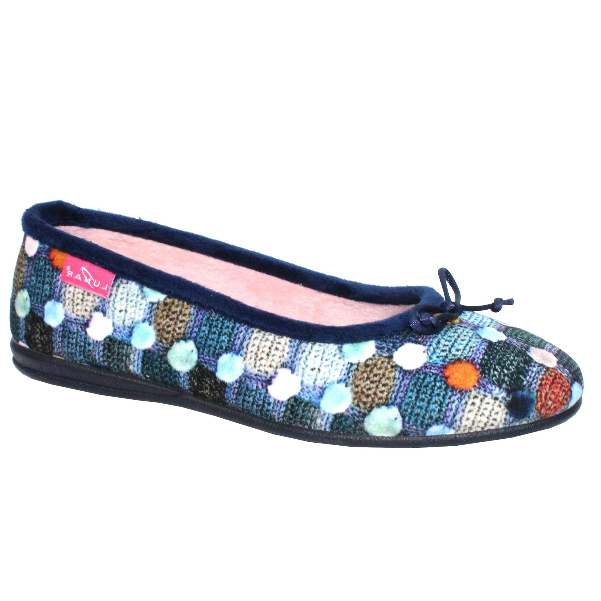 Lunar Women's / Magic Spotted Slippers - Navy - 7 Uk - Navy - 100% Textile