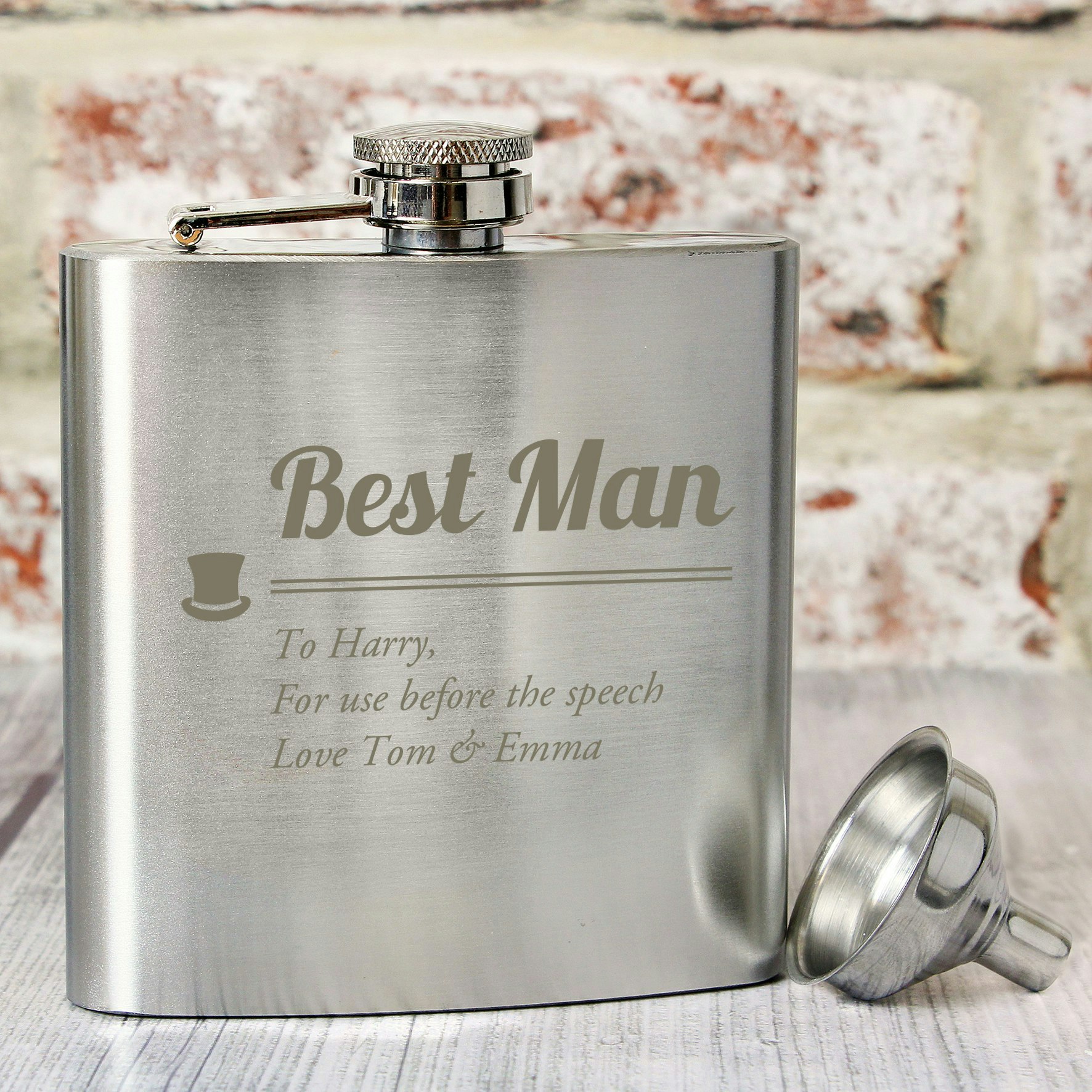 Rackhams Personalised Best Man Hip Flask