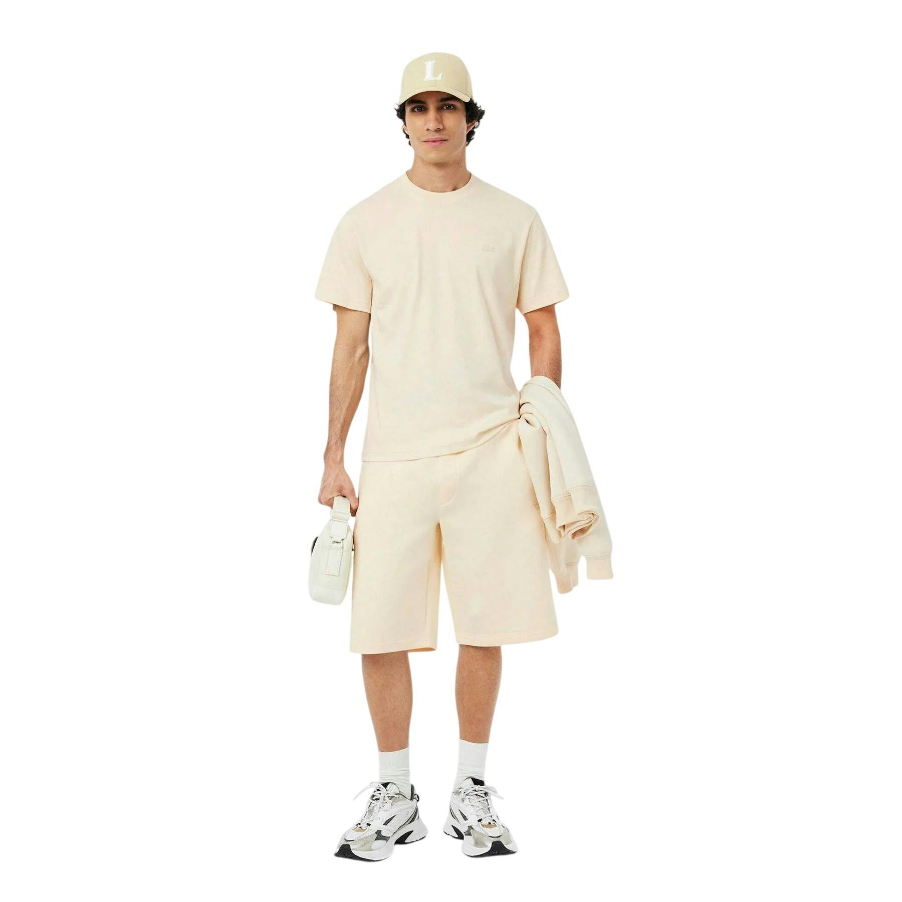 Lacoste Men's Cream Paris Logo Cotton T-Shirt - M - 100% Cotton