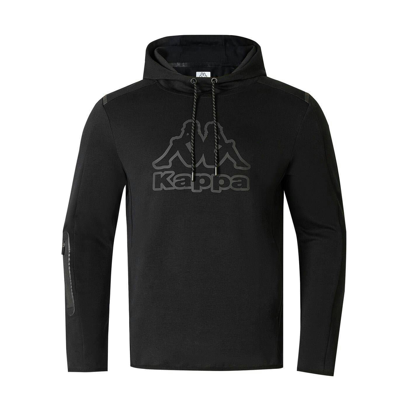 Kappa Men's Black Cotton Blend Pullover Hoodie - Xl - 68% Cotton/32% Polyester