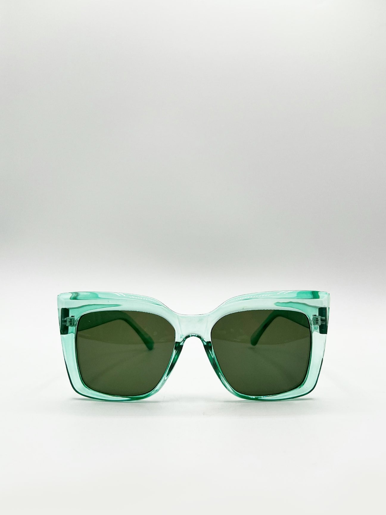 SVNX Womens Cat Eye Sunglasses - Clear Plastic Frame - Green - One Size - Image 6