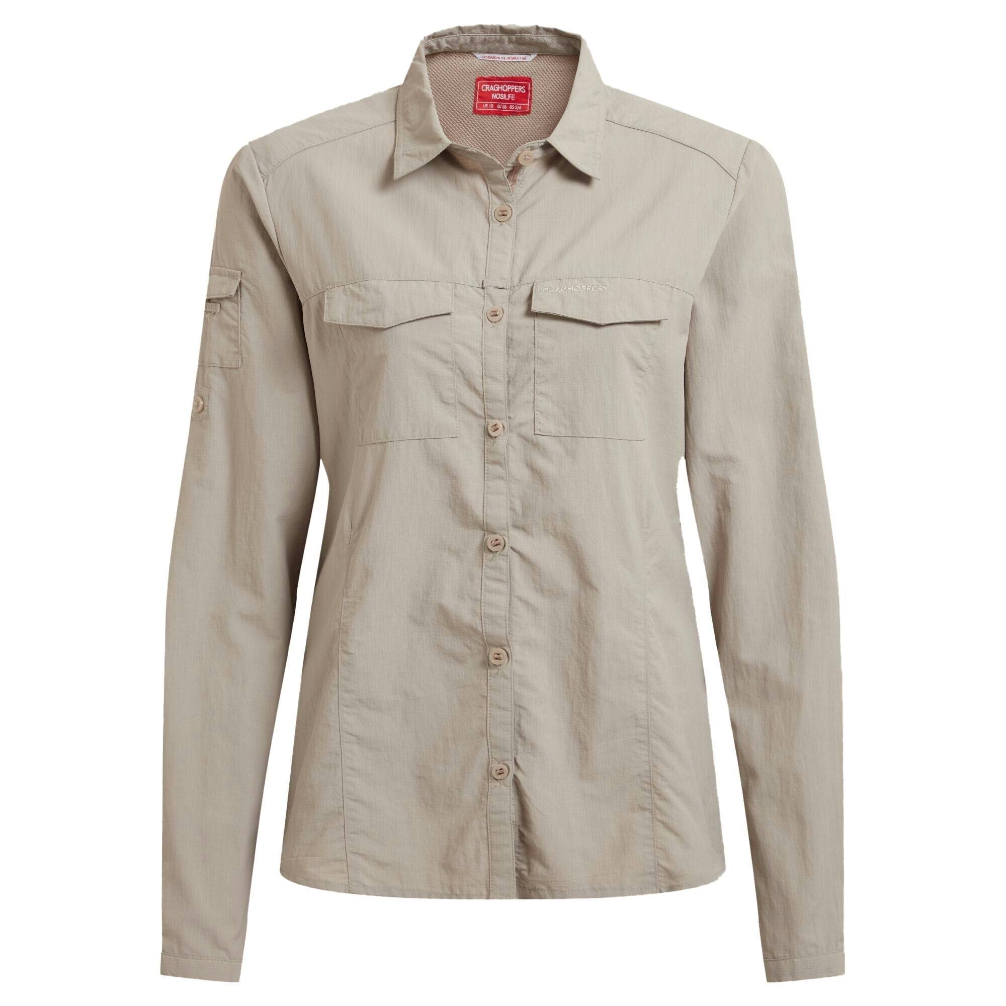 Craghoppers Women's Adventure Iii Nosilife Long-Sleeved Shirt - Soft Mushroom - 14 Uk - Soft Mushroom - 100% Polyester