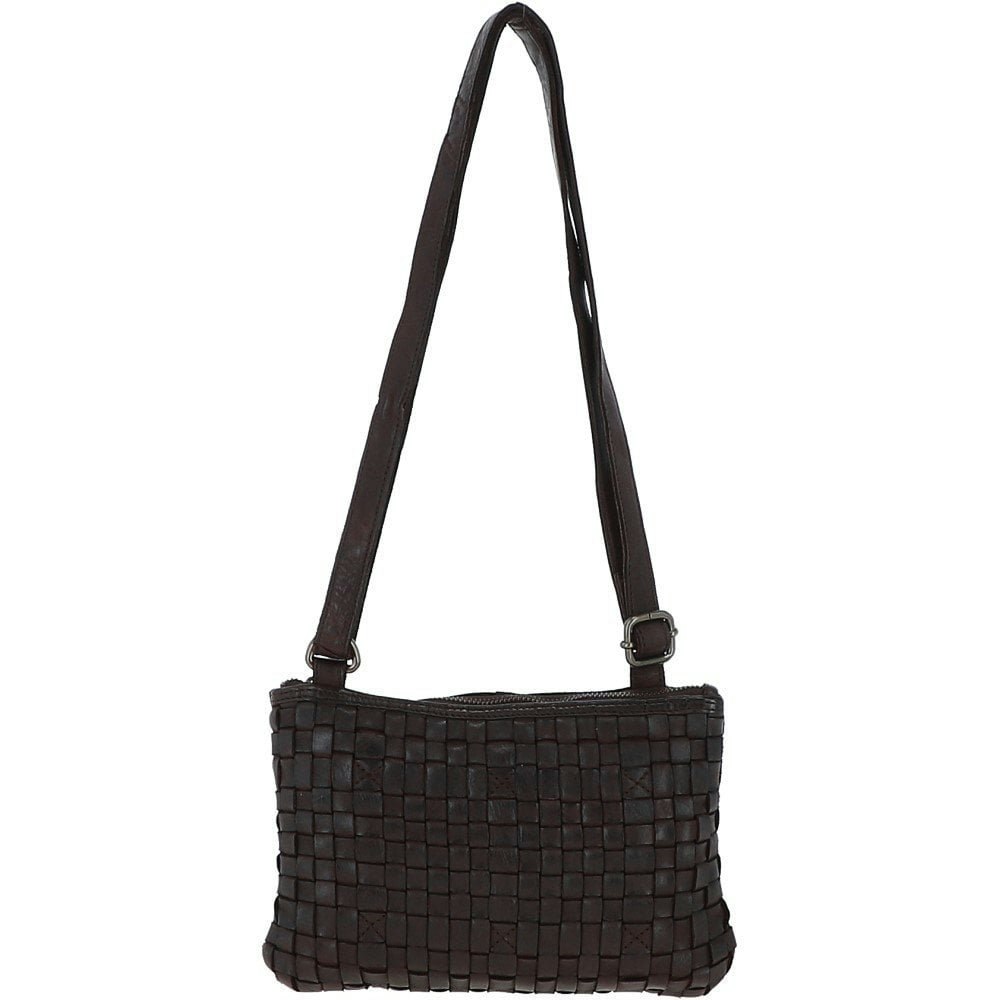 Ashwood Dark/Brown Vintage Woven Leather Crossbody Bag - One Size - Leather