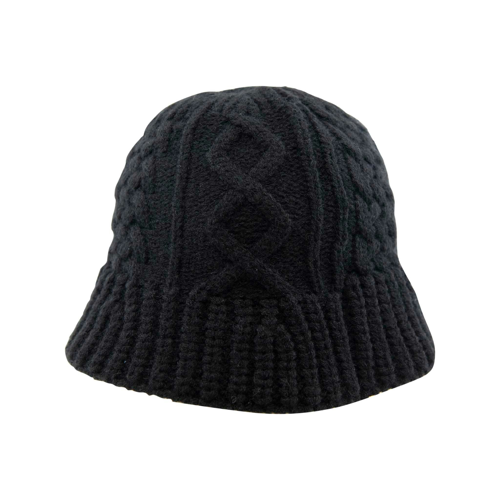 Aran Traditions Black Aran Knitted Bucket Hat