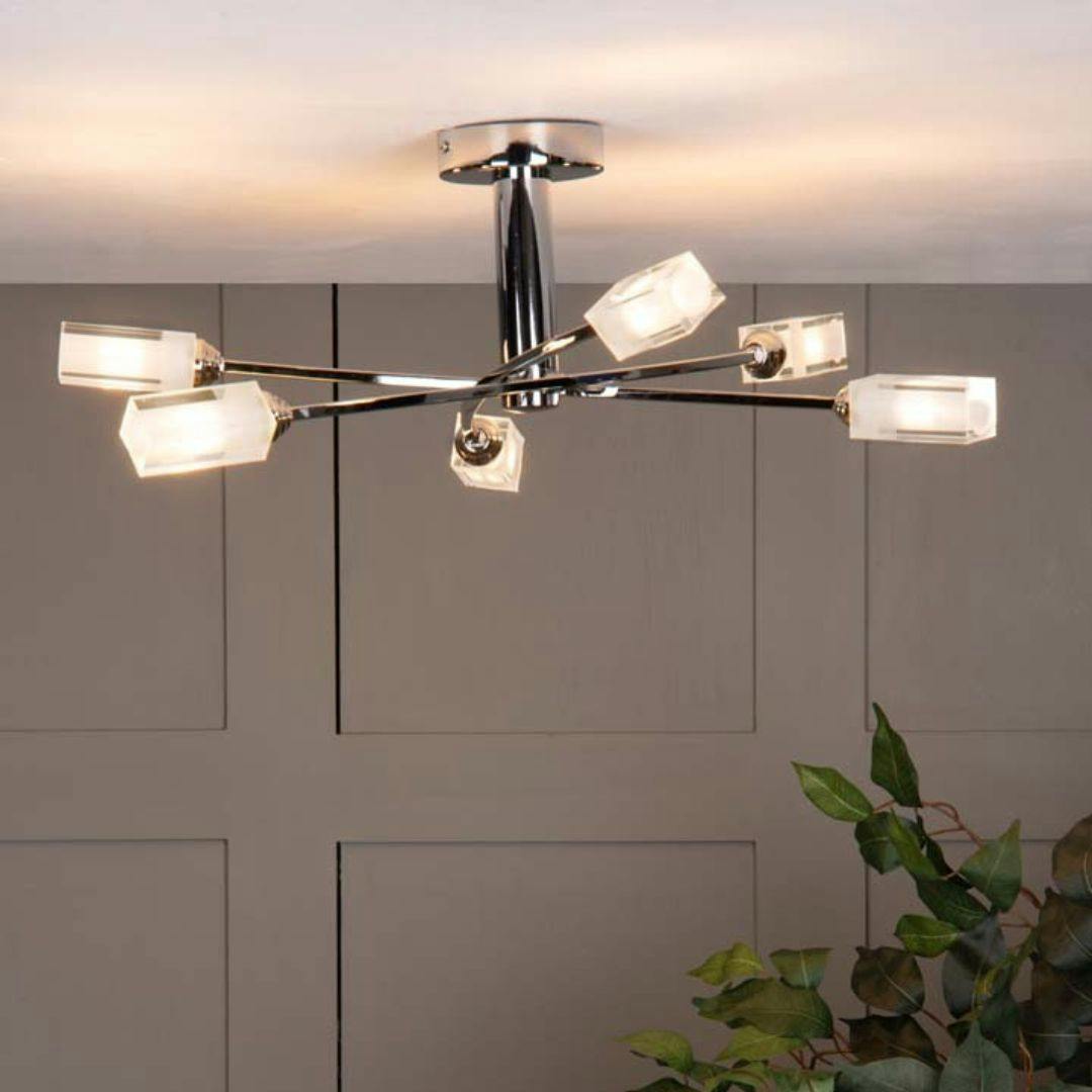 Pagazzi Lighting Light Pagazzi Ing Icarus 6 Semi Flush Ceiling Polished Chrome