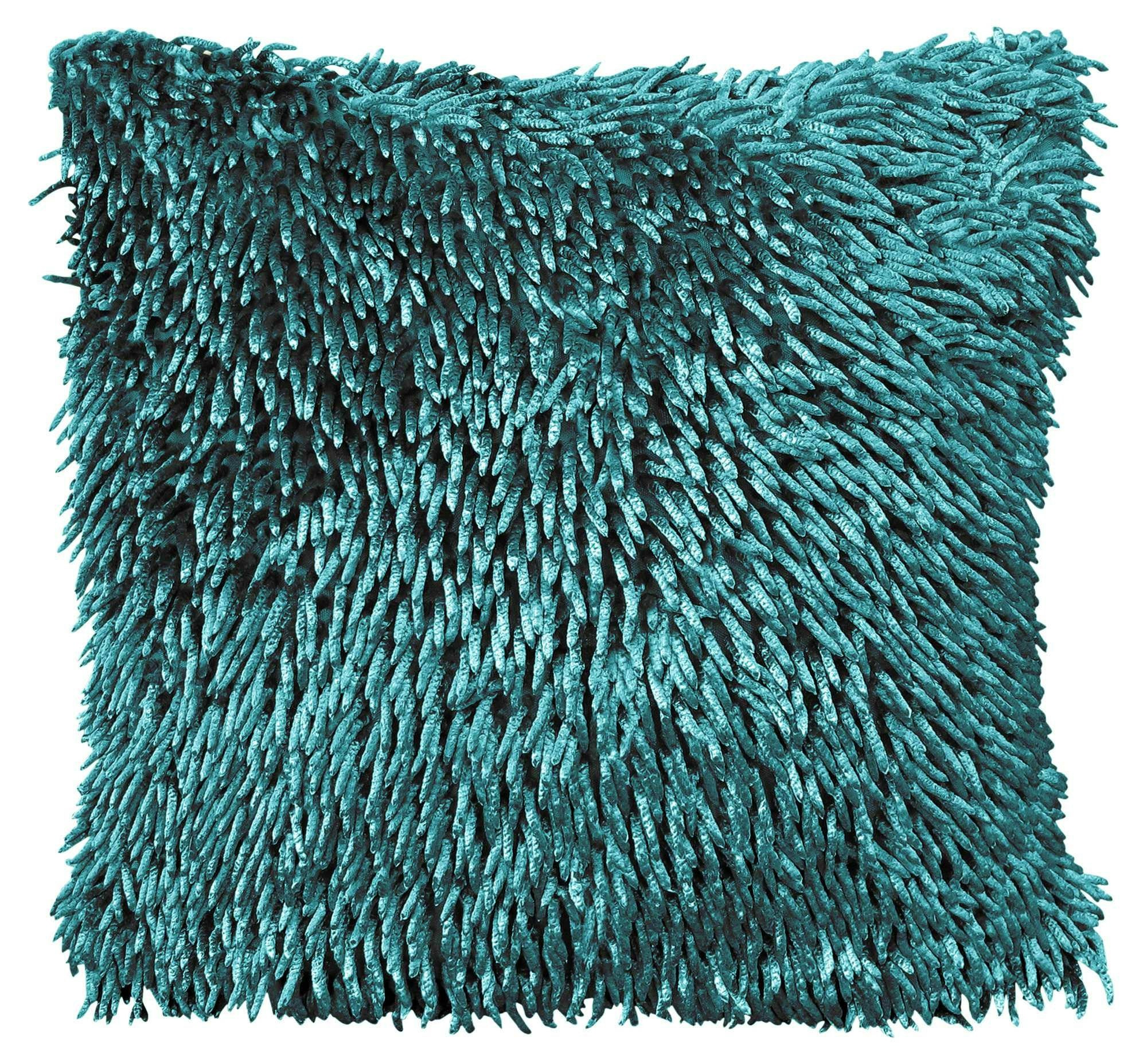 Velosso Shaggy Chenille Cushion - 43Cm X 43Cm - Emerald
