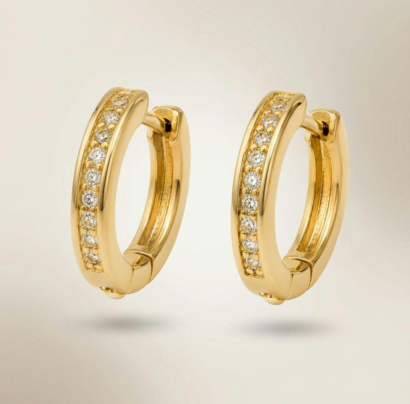 The Colourful Aura Gold Crystal Huggie Hoop Earrings 1Cm Brass Huggie Hoops
