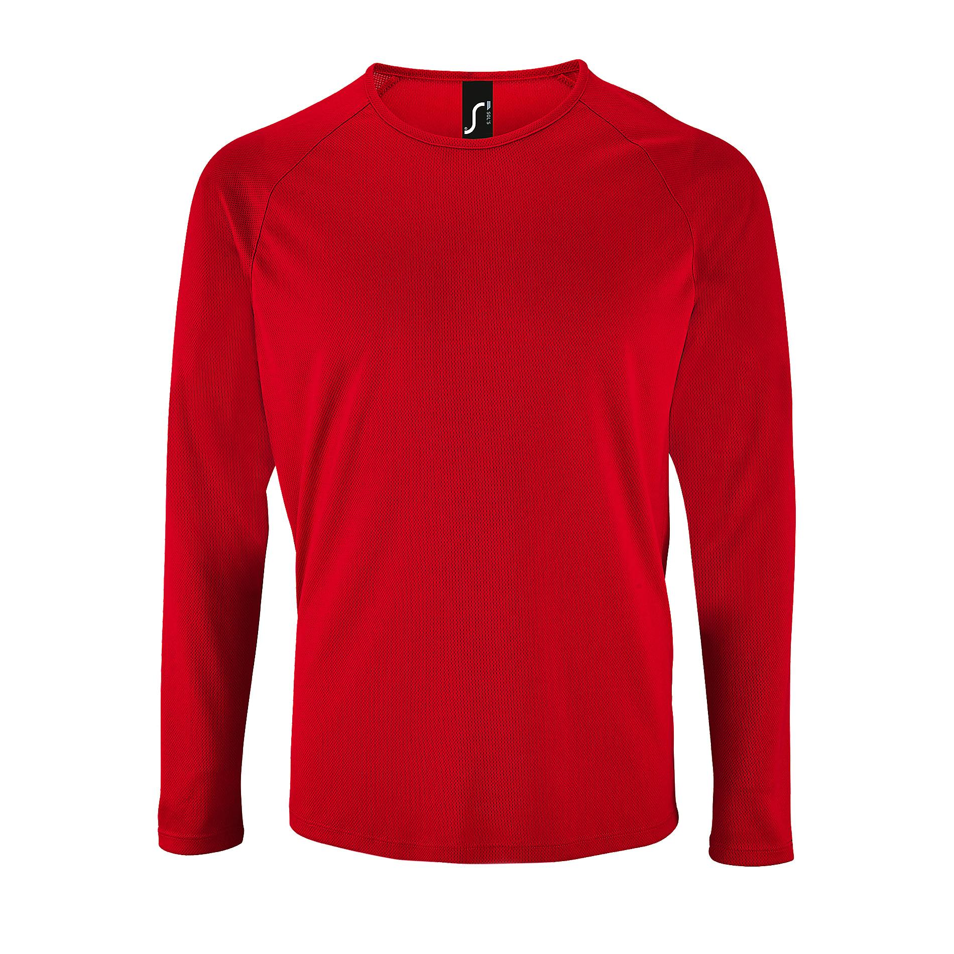 Sol's Men's Red Sporty Long Sleeve Performance T-Shirt In | Size: Small - Image 2