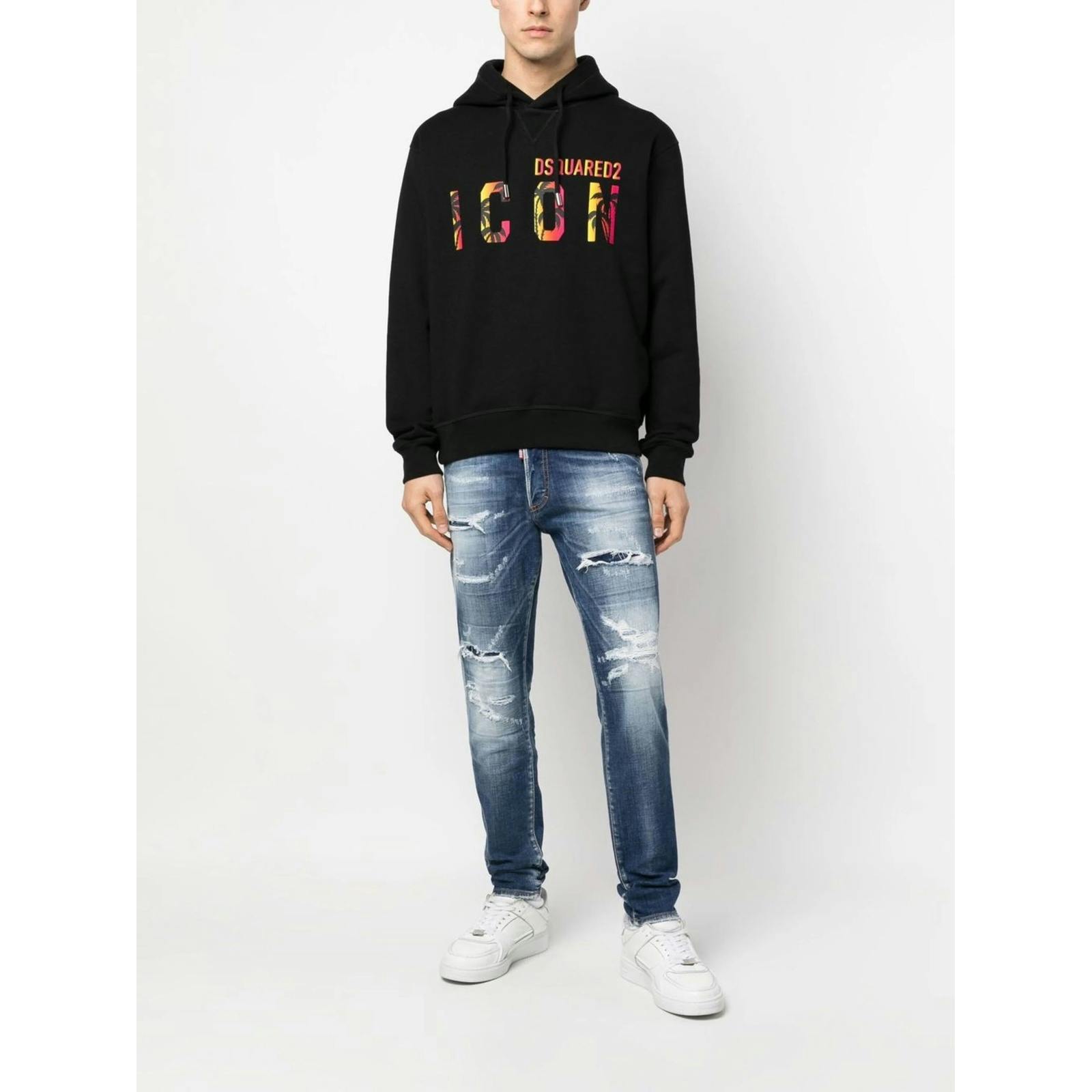 Dsquared Icon Tropical Logo Printed Hoodie In Multicoloured - Xl - Multicoloured