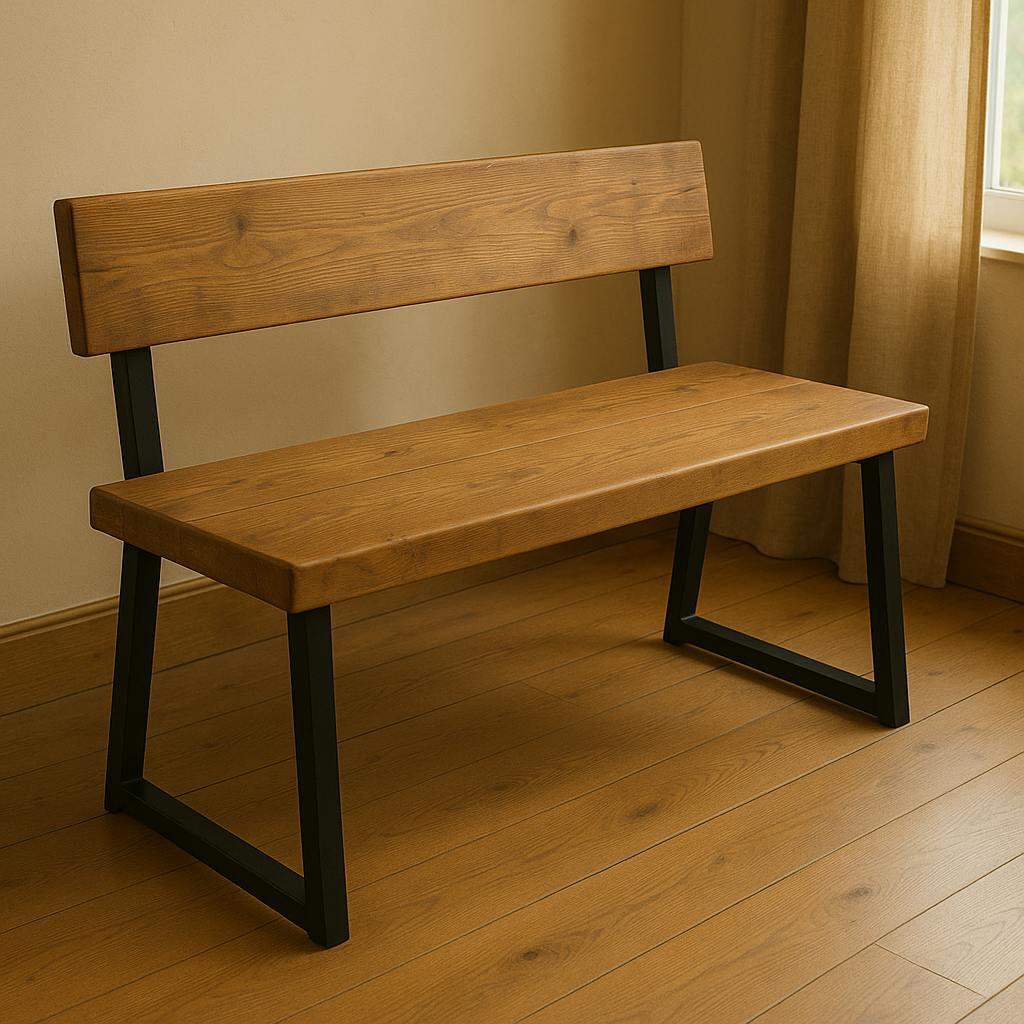Trl Furniture Light/Grain Sleek & Slender Bench With Back - 90Cm