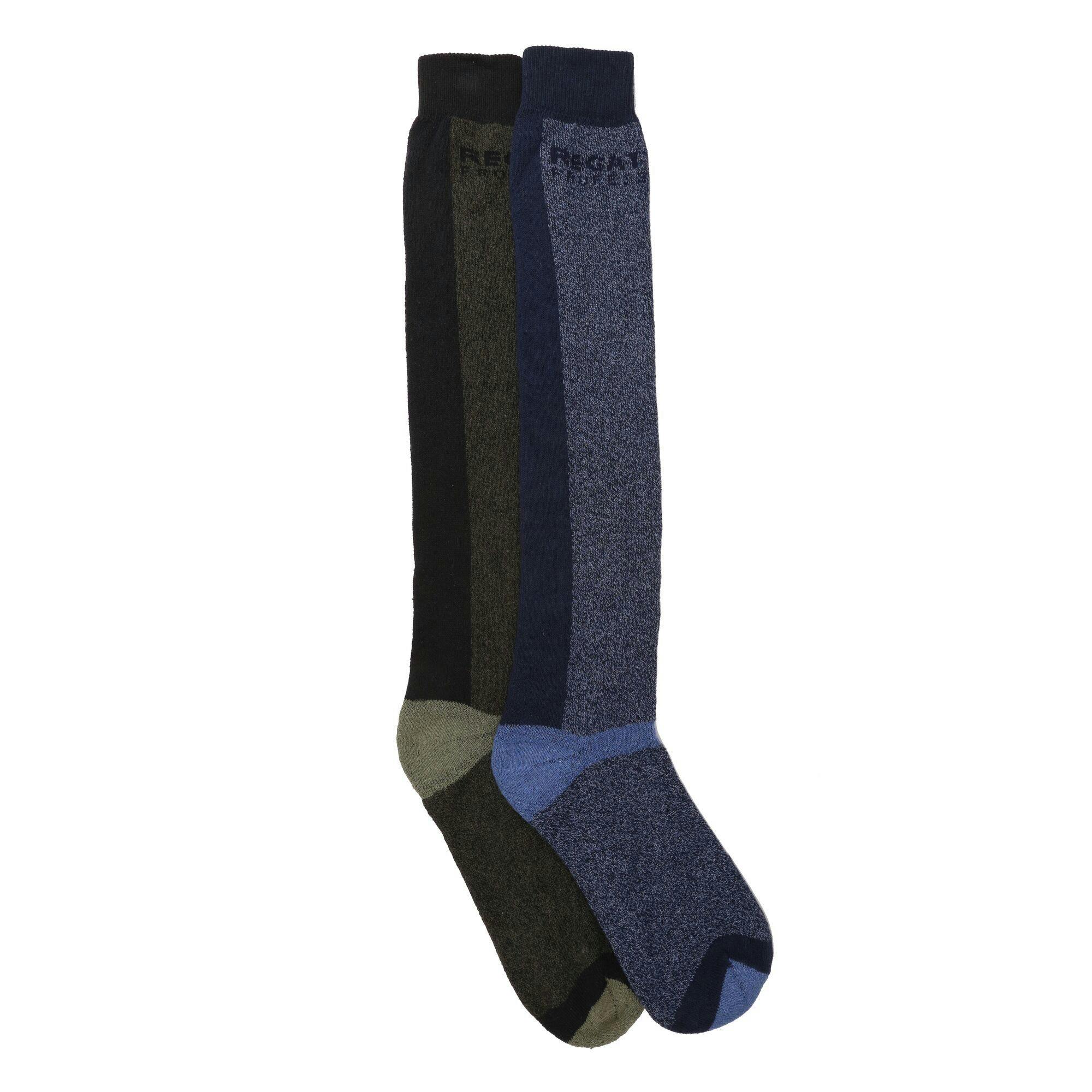 Regatta Men's Blue/Black Professional Assorted Designs Boot Socks Set (Pack Of 2) - One Size