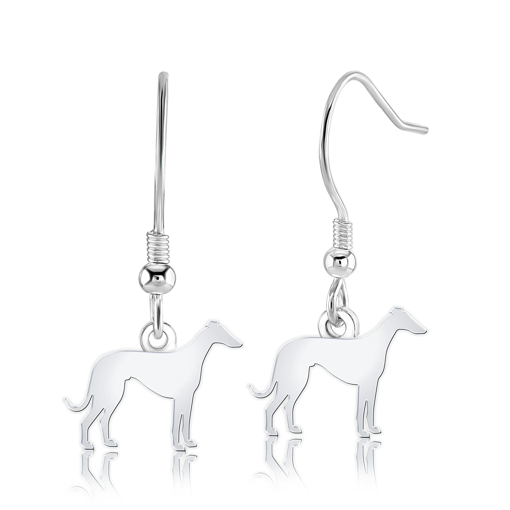 Mylee London Silver Italian Greyhound Silhouette Earrings - No - Hook