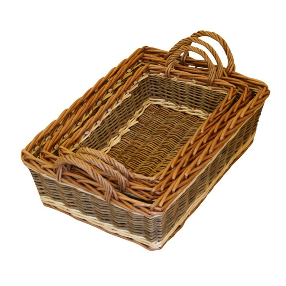 Rackhams Red Set Of 3 Malvern Wicker Serving Trays