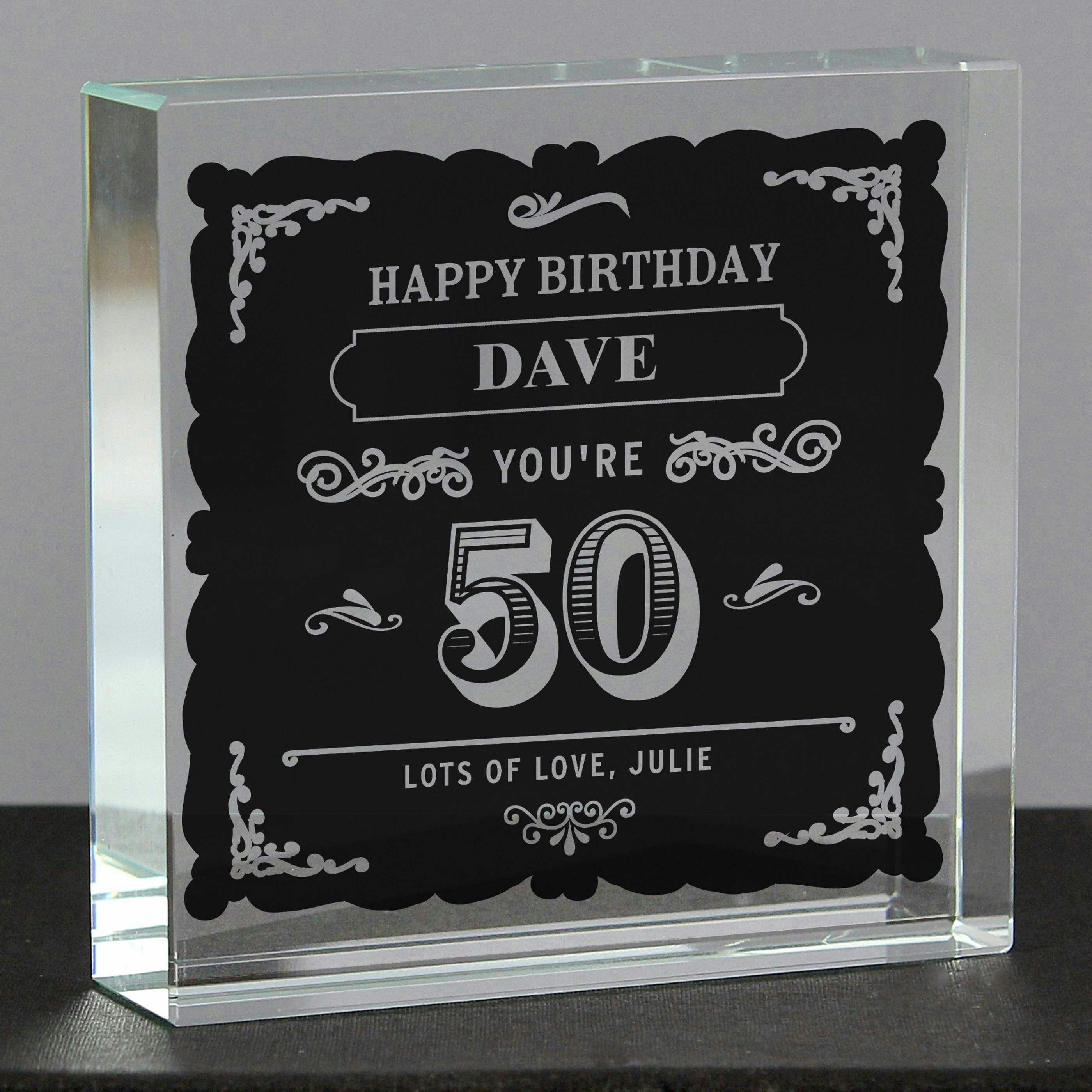 Rackhams Personalised Birthday Vintage Typography Crystal Token