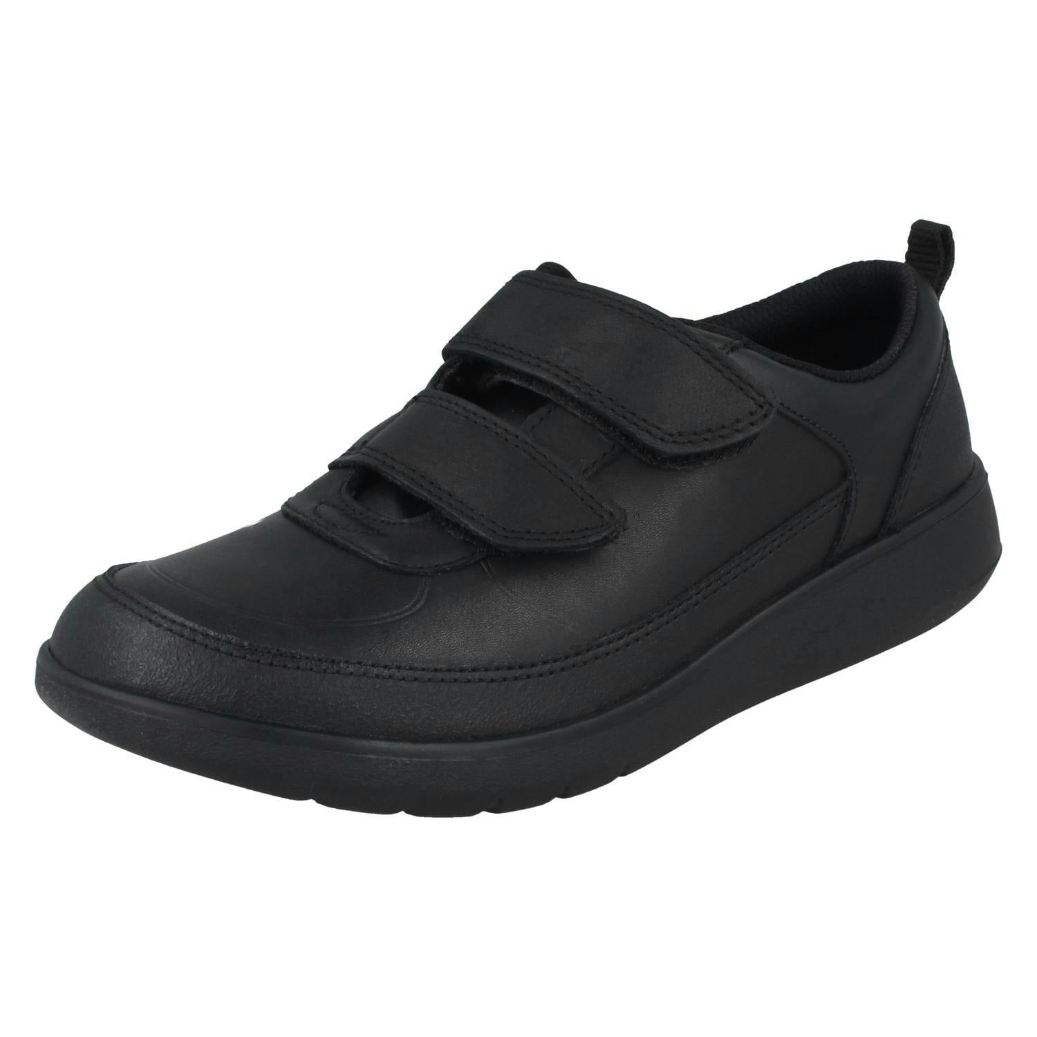 Clarks Boys Black Hook & Loop School Shoes Scape Flare Y - Leather - Uk 6 Child - H