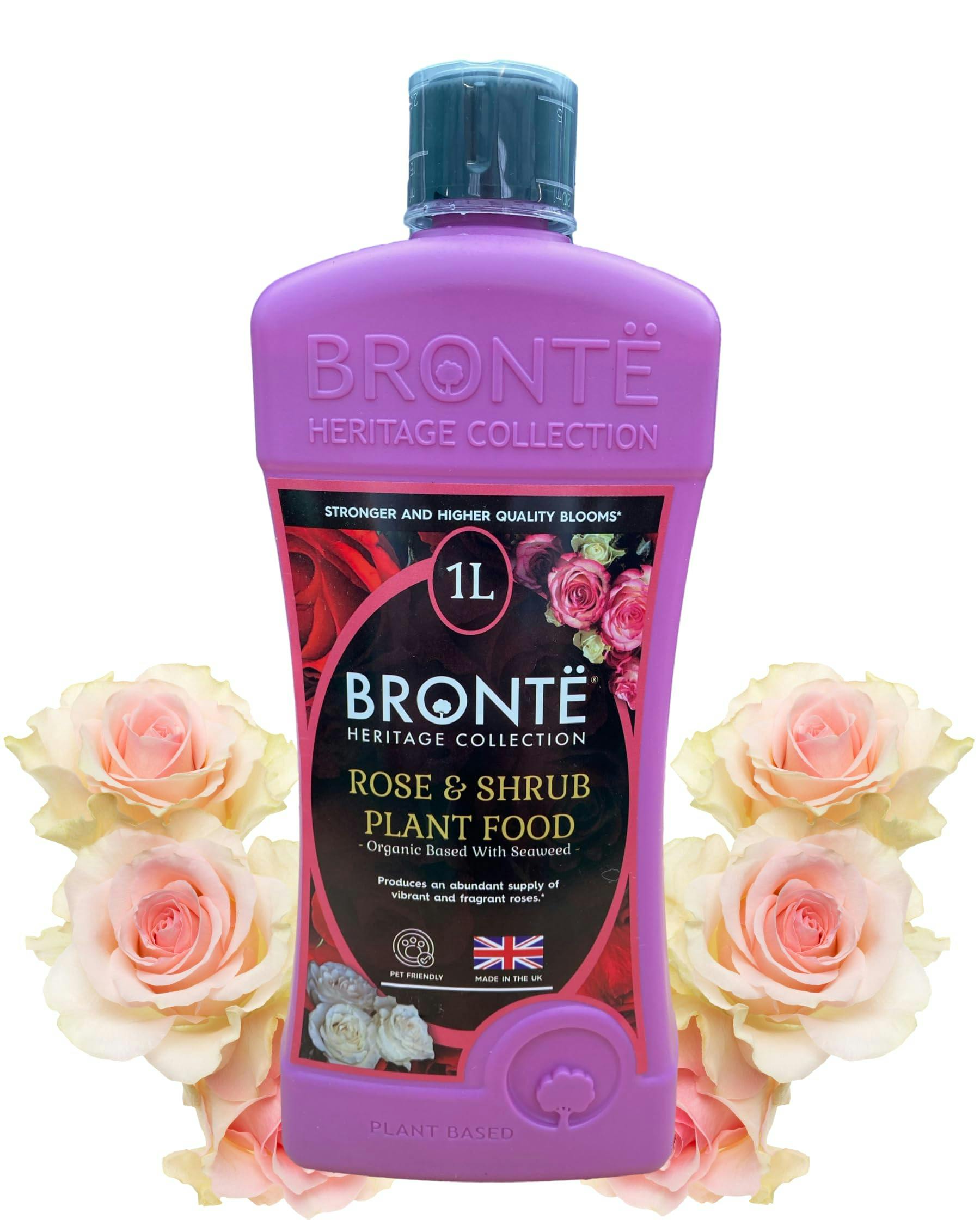 Bronte Heritage Organic Rose & Shrub Food 1L – Seaweed-Enriched, Pet-Friendly Fertiliser. Strengthens Blooms & Plant Health. Makes 300L