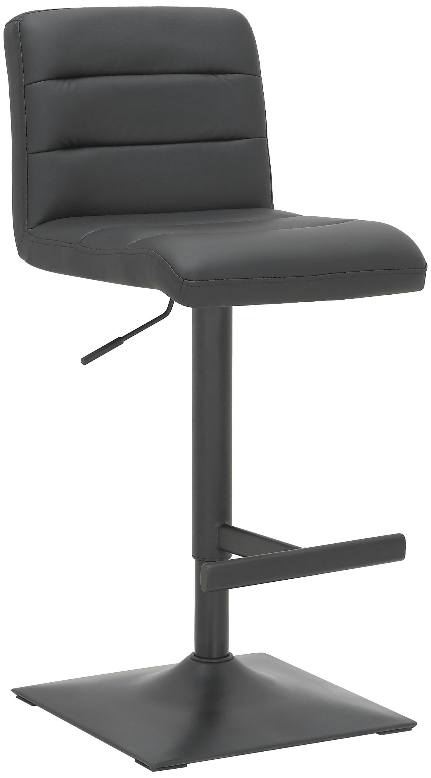 Rackhams Black Luscious Kitchen Bar Stool, Matt Footrest & Base, Height Adjustable Swivel Gas Lift, Breakfast Bar & Home Barstool,