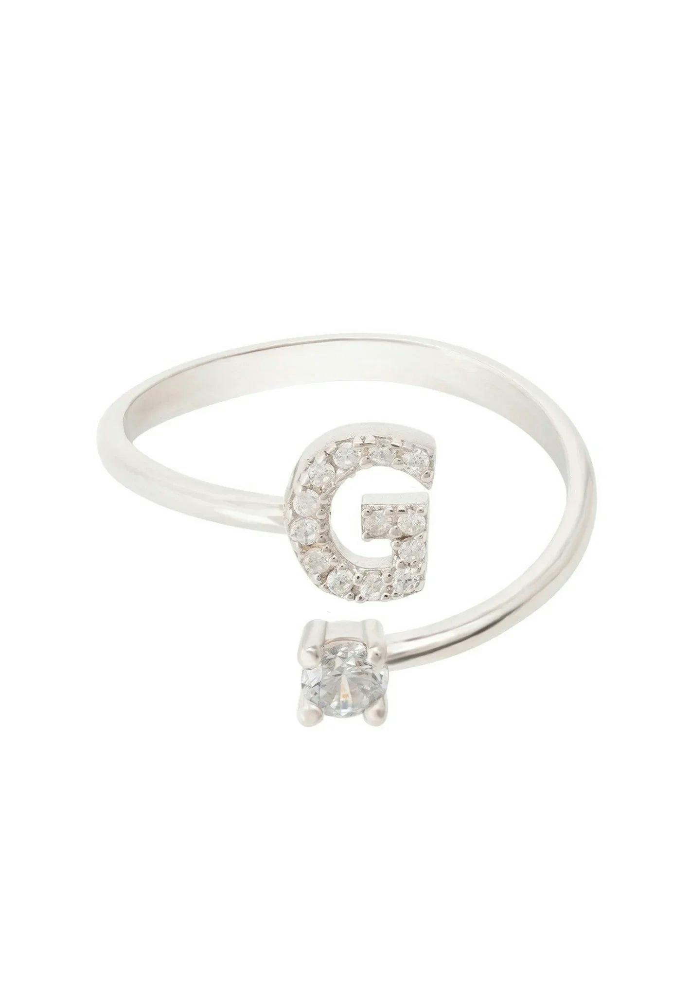 Latelita Silver Initial Ring G
