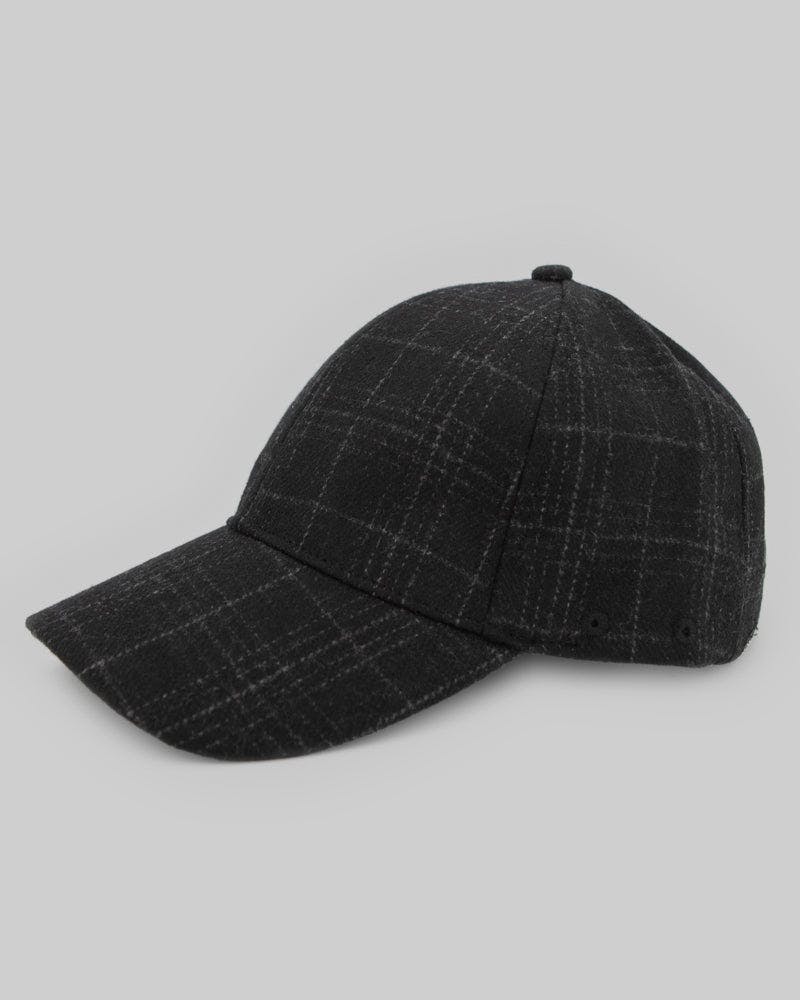 Steel & Jelly Black And Charcoal Thin Check Baseball Cap - One Size