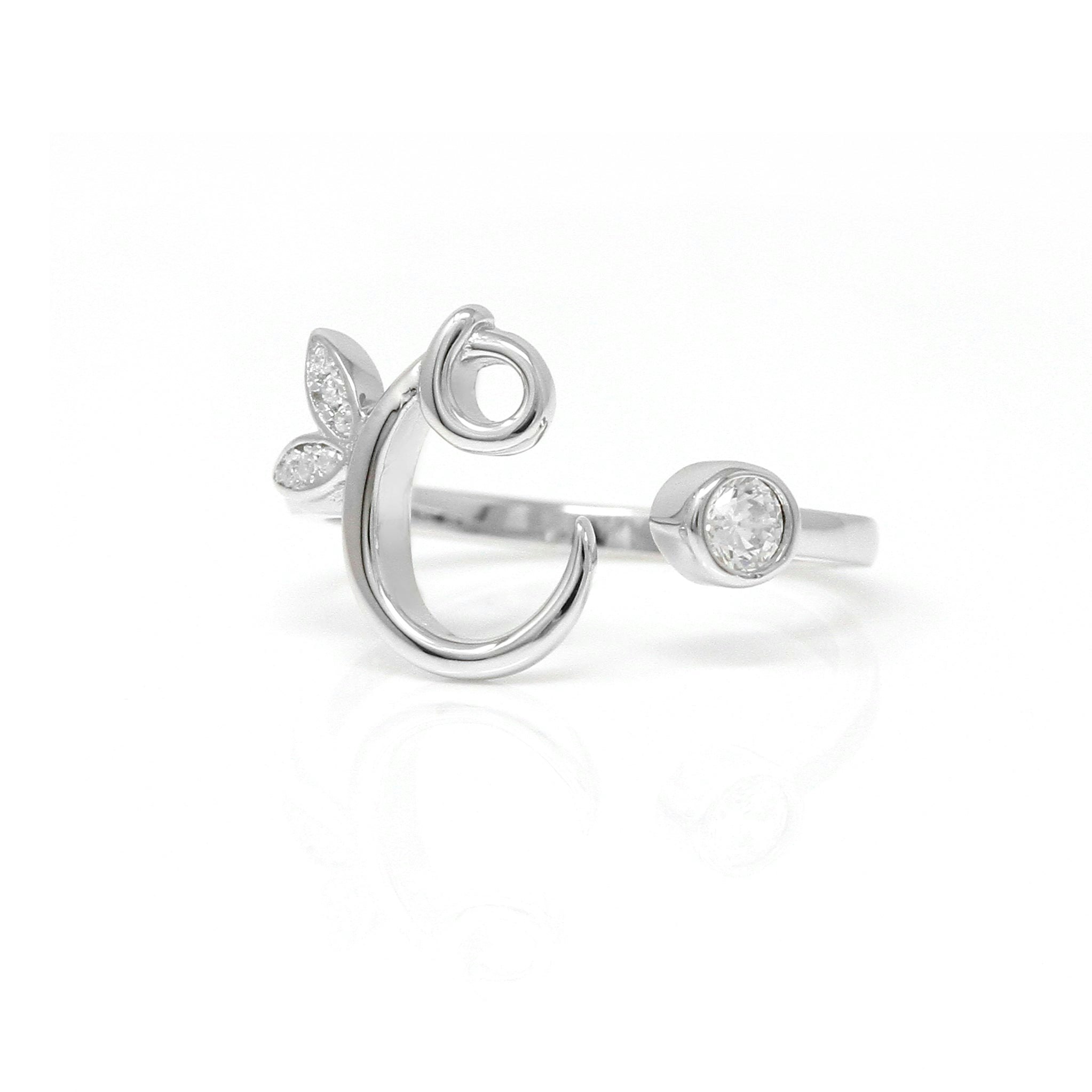 Say It With Silver Adjustable Winged Initial Ring - Sterling - C